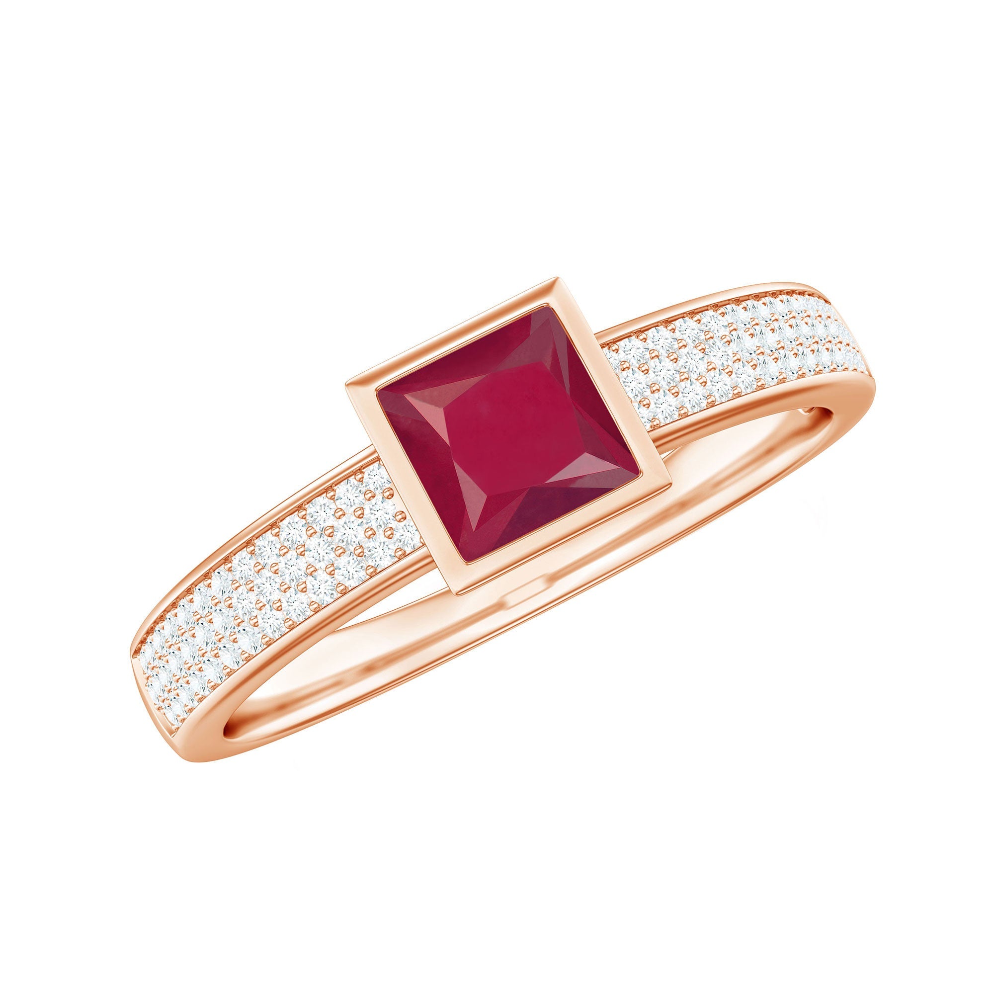 Natural 0.8 Carat Ruby Princess Cut Engagement Ring with Diamond | Rings | Wiccan Center