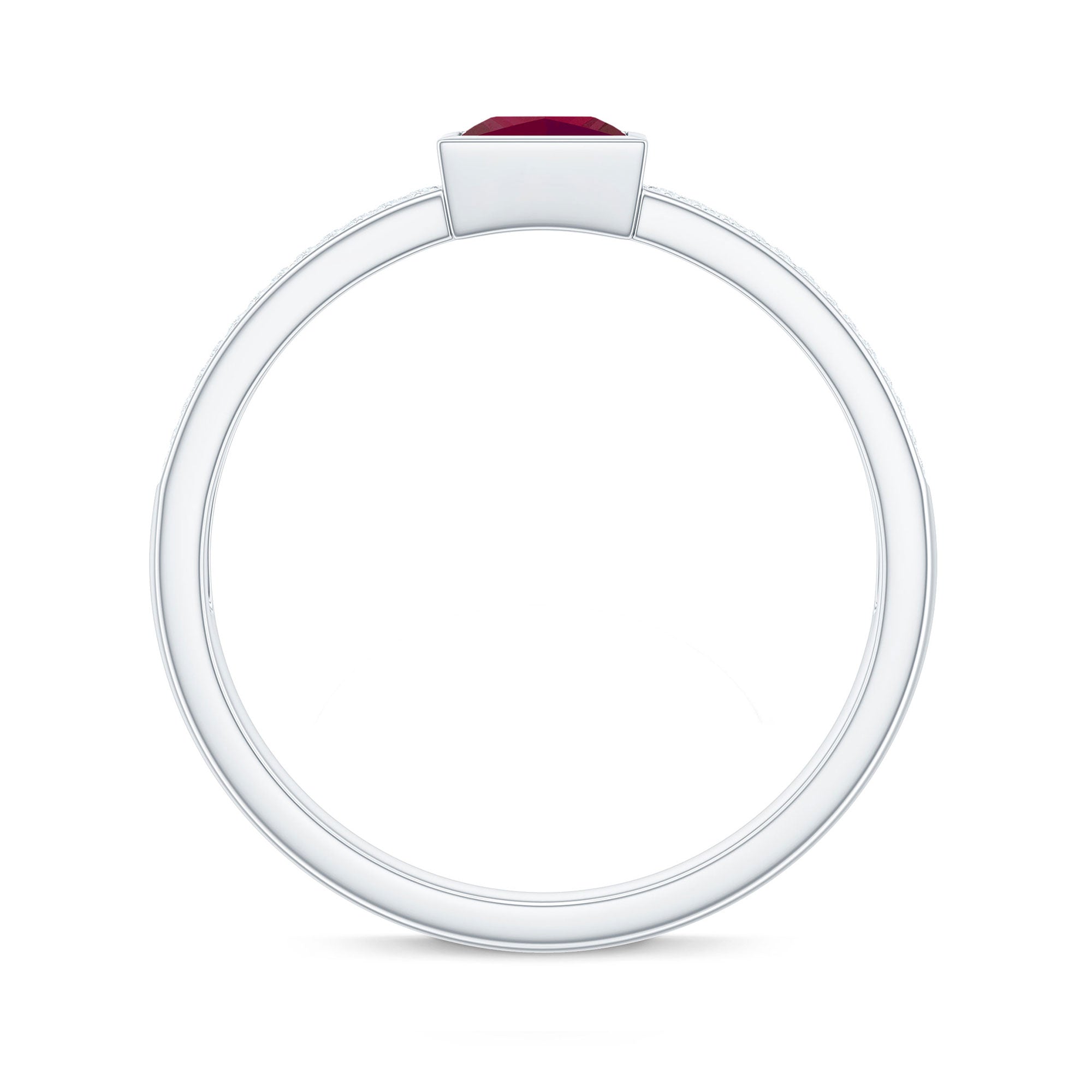 Natural 0.8 Carat Ruby Princess Cut Engagement Ring with Diamond