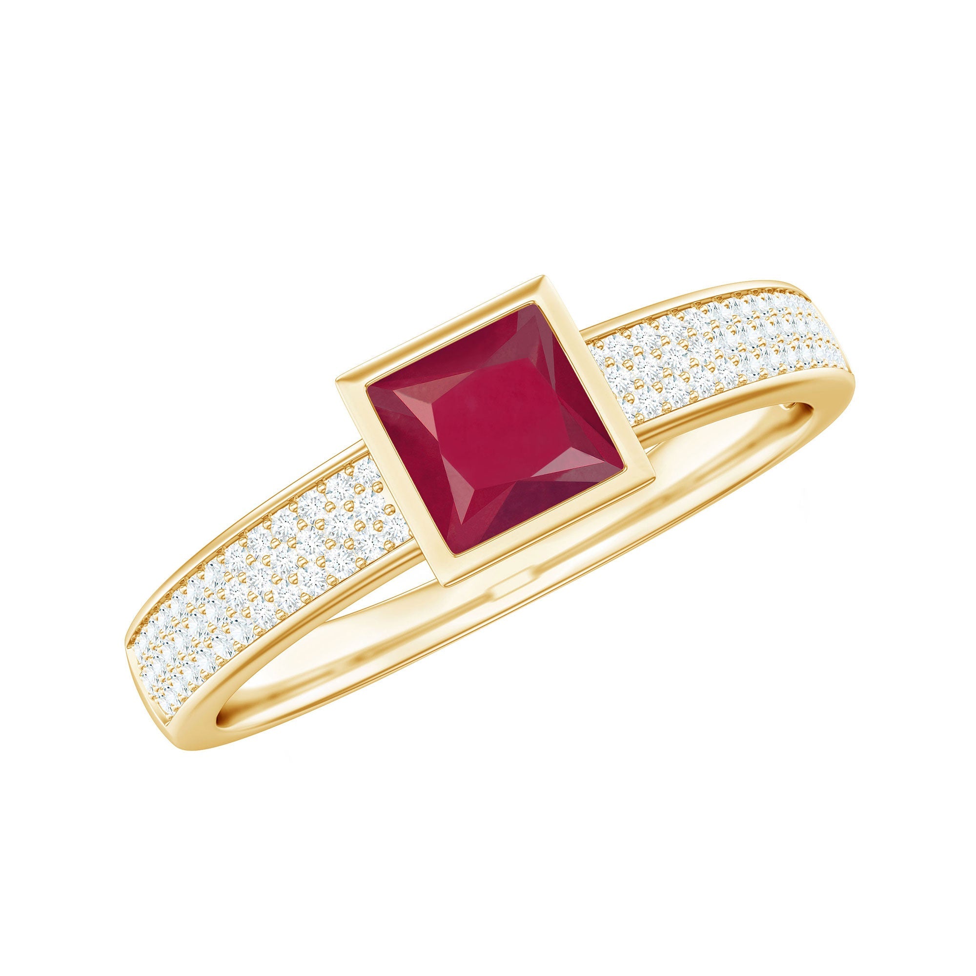 Natural 0.8 Carat Ruby Princess Cut Engagement Ring with Diamond | Rings | Wiccan Center