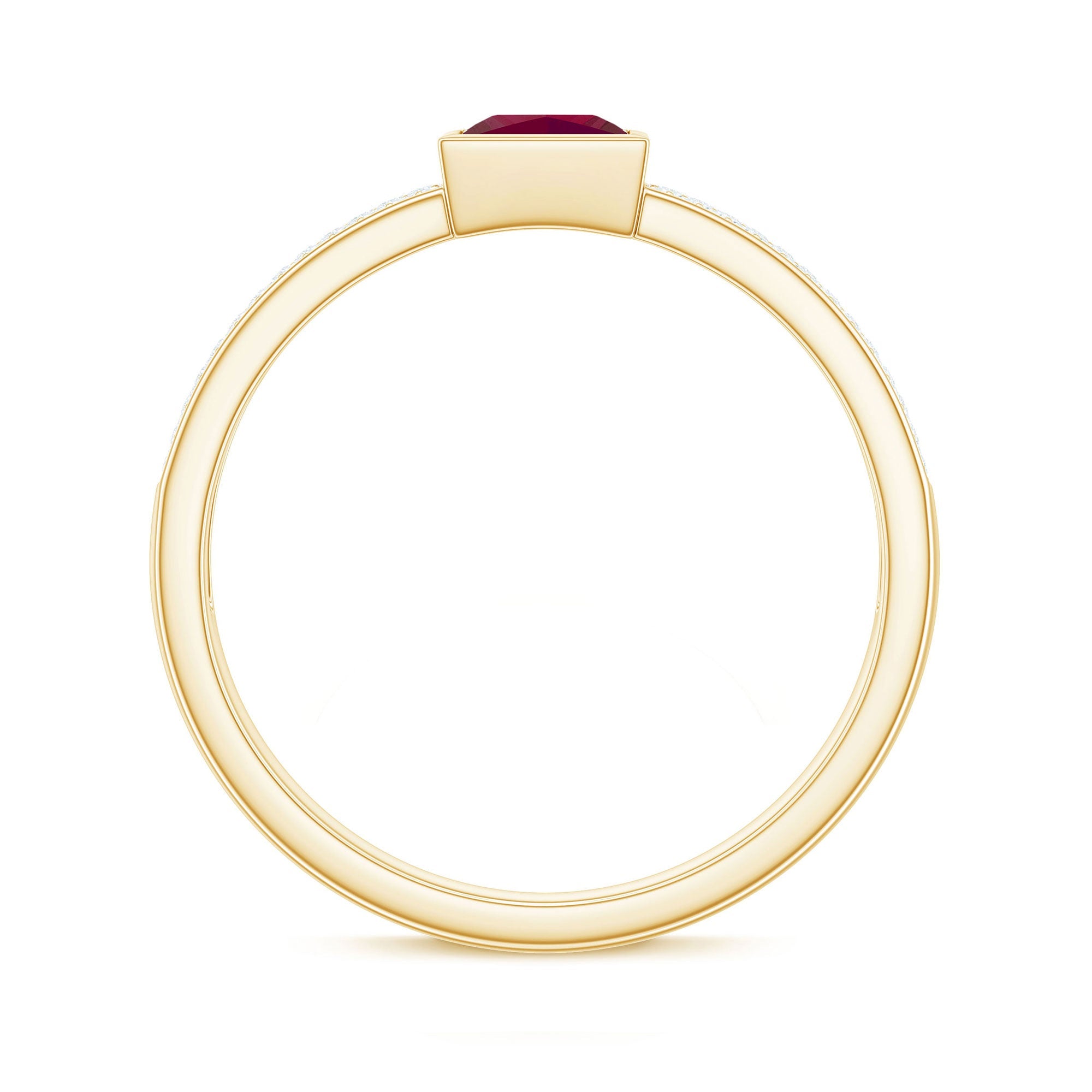 Natural 0.8 Carat Ruby Princess Cut Engagement Ring with Diamond