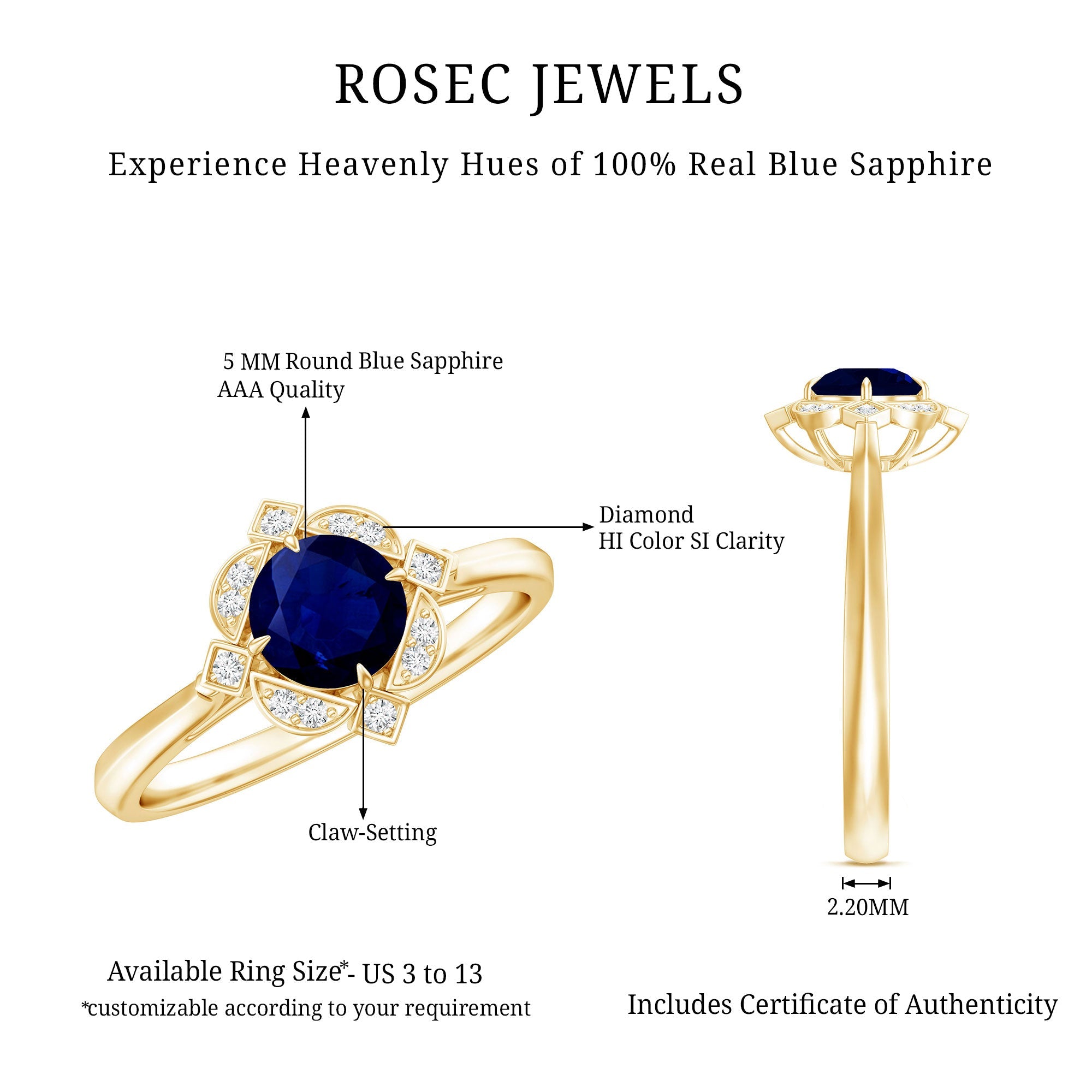 Vintage Style 0.9 Carat Blue Sapphire Engagement Ring with Diamond Halo