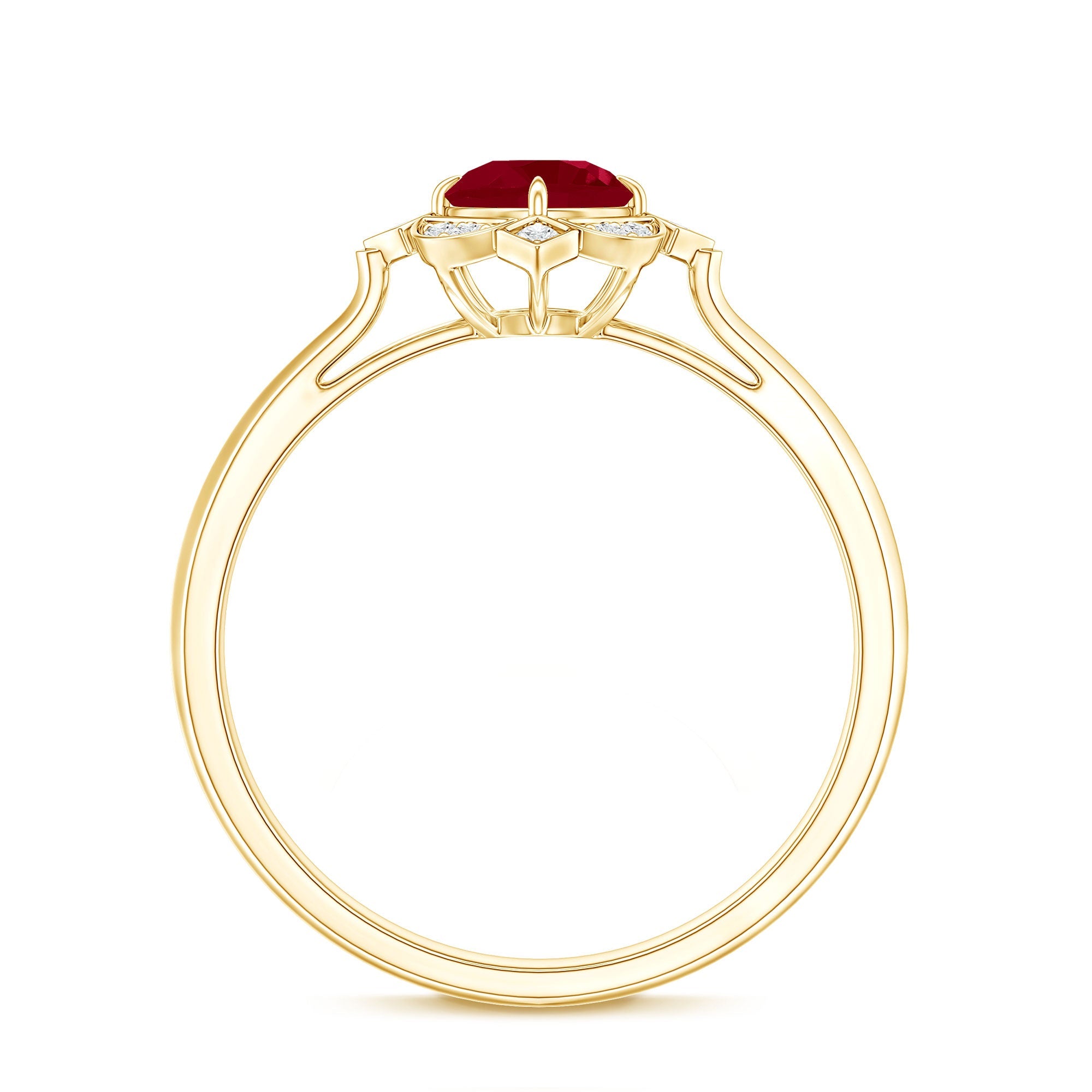 Vintage Style 0.6 Carat Ruby Engagement Ring with Diamond Halo