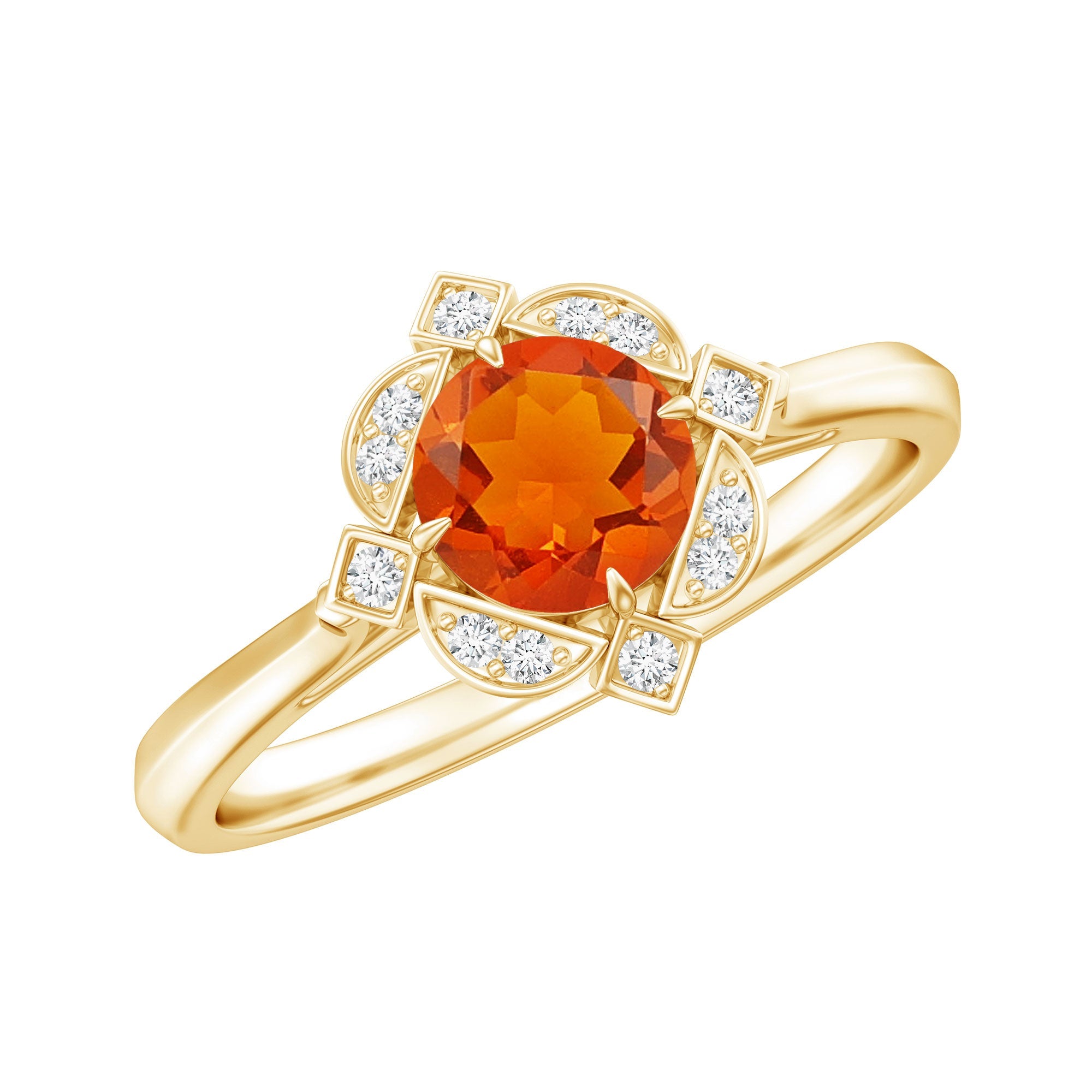 0.4 Carat Vintage Fire Opal and Diamond Engagement Ring | Rings | Wiccan Center