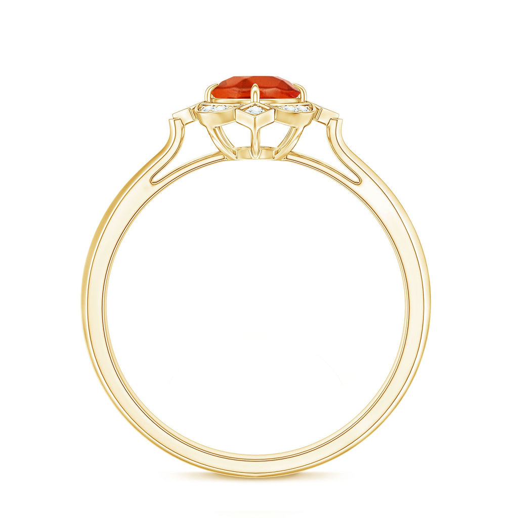 0.4 Carat Vintage Fire Opal and Diamond Engagement Ring