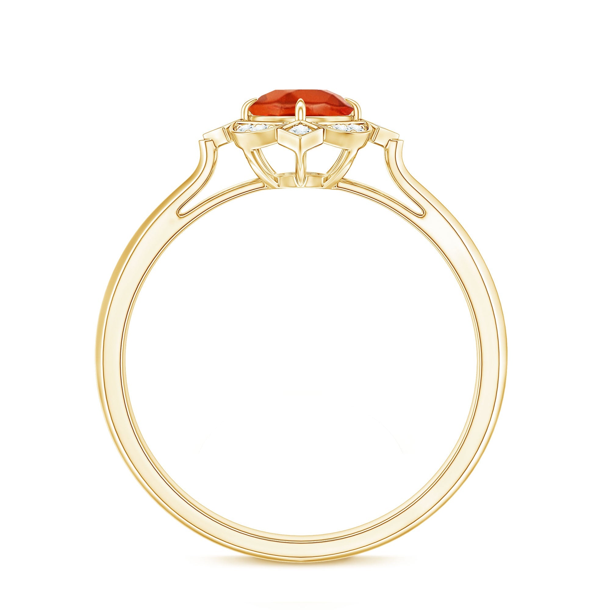 0.4 Carat Vintage Fire Opal and Diamond Engagement Ring