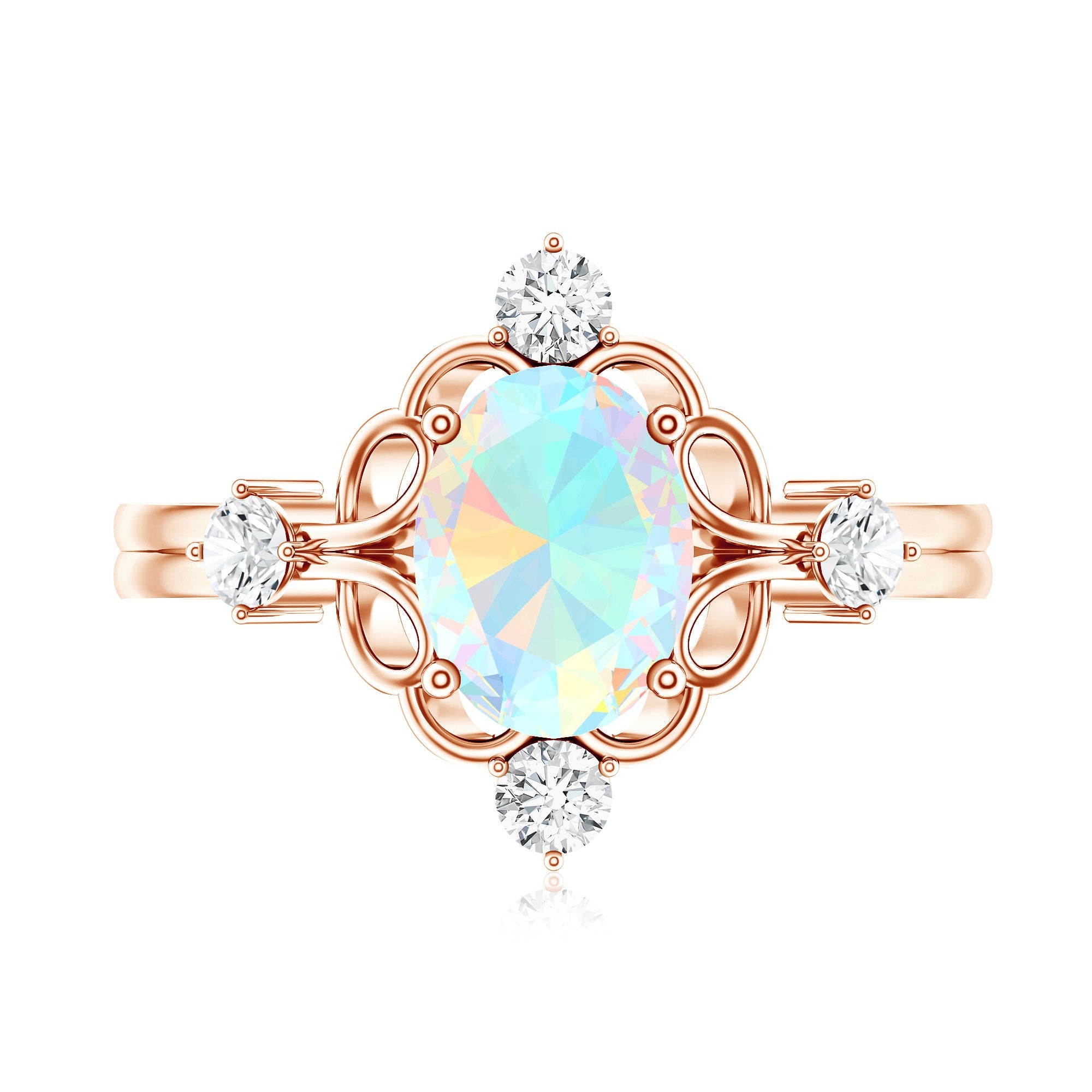 Designer Ethiopian Opal and Diamond  Engagement Ring
