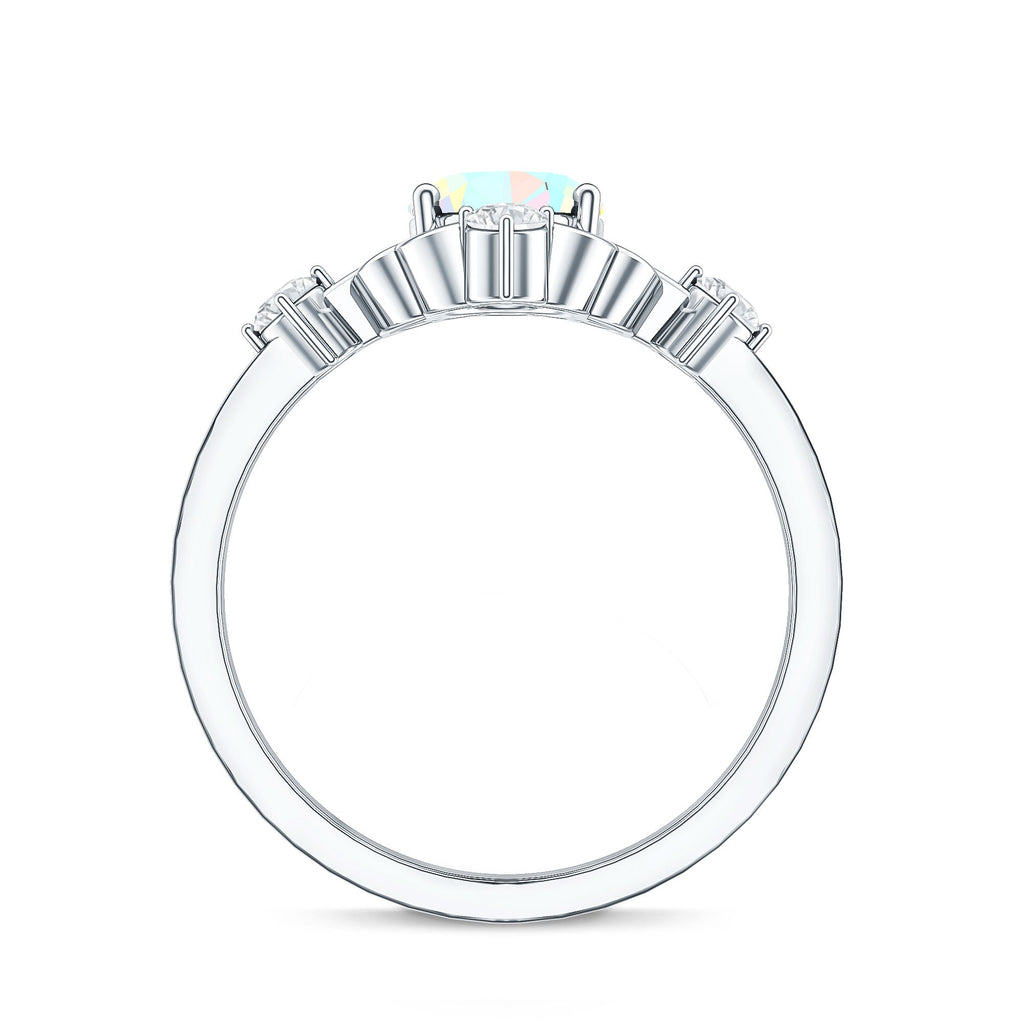 Designer Ethiopian Opal and Diamond  Engagement Ring