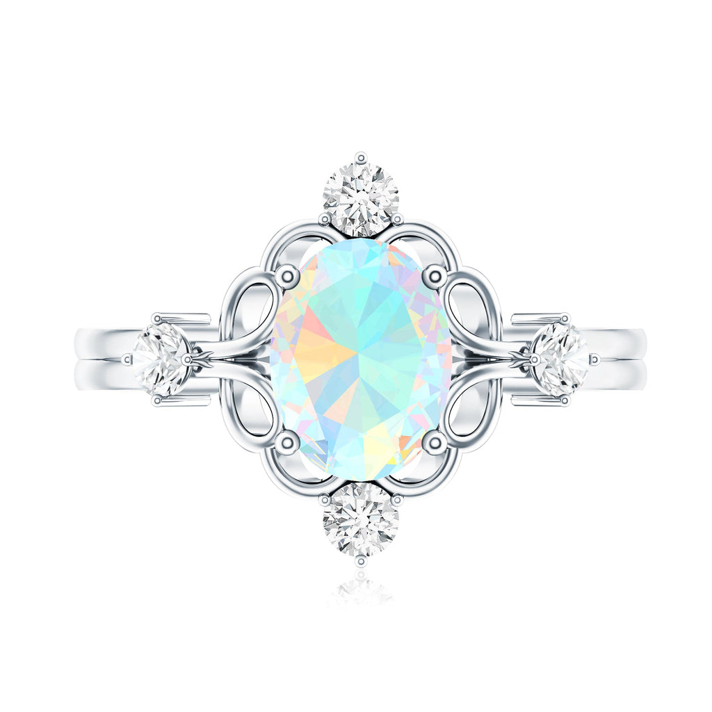 Designer Ethiopian Opal and Diamond  Engagement Ring