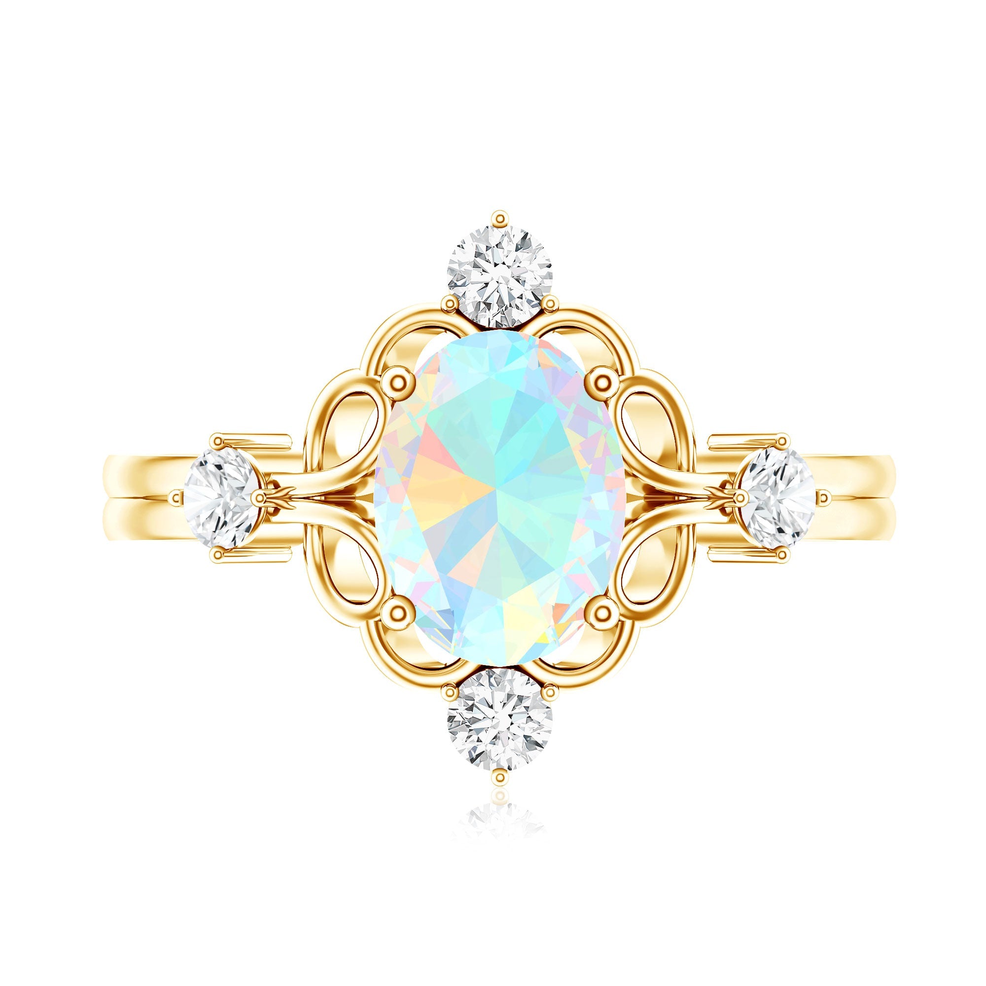 Designer Ethiopian Opal and Diamond  Engagement Ring