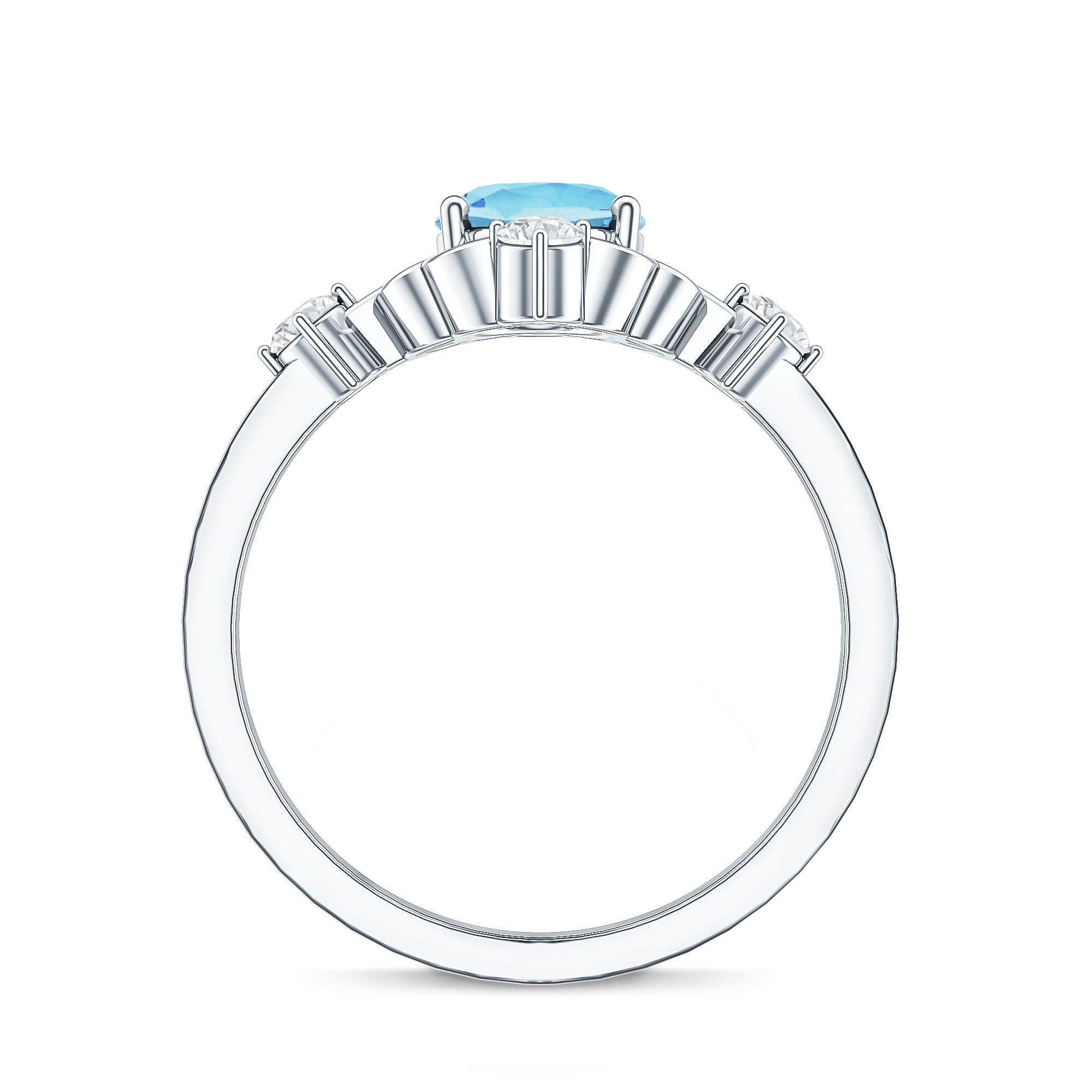 Art Deco Style 1 Carat Oval Shape Aquamarine and Diamond Cocktail Ring