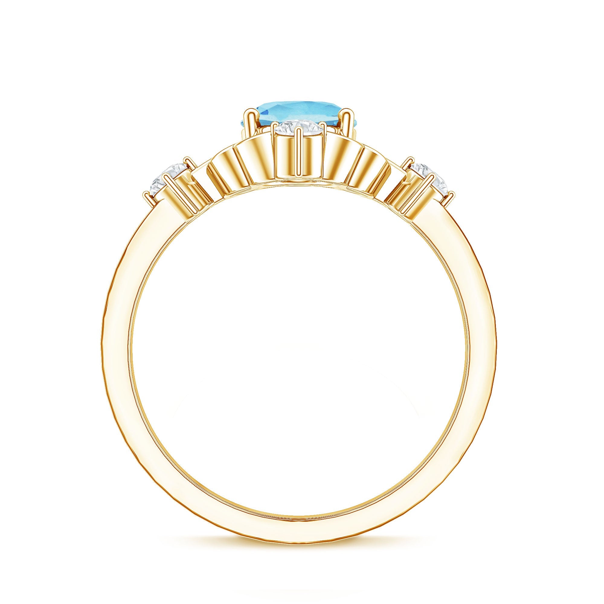Art Deco Style 1 Carat Oval Shape Aquamarine and Diamond Cocktail Ring