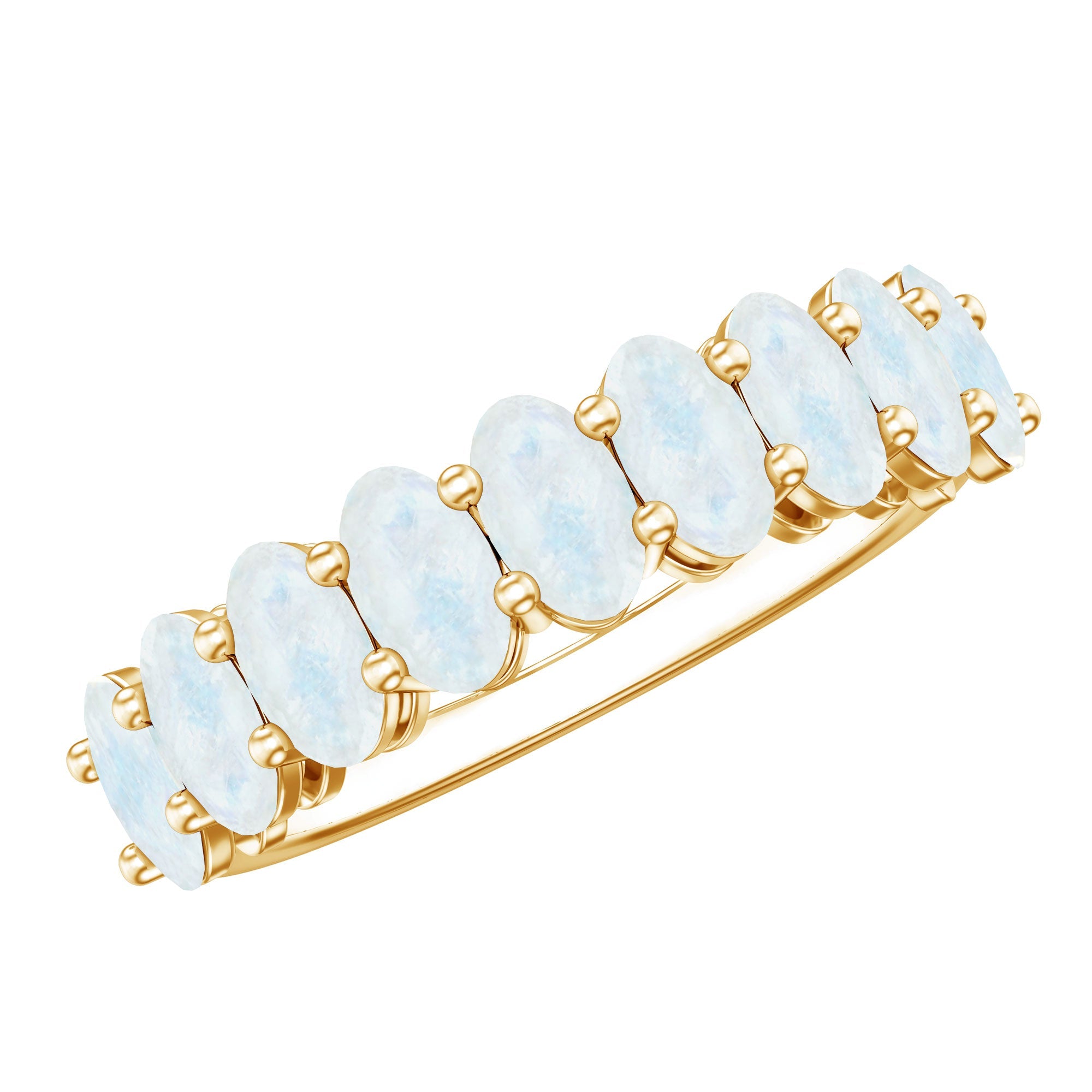 Oval Cut Moonstone Half Eternity Wedding Band Ring | Rings | Wiccan Center