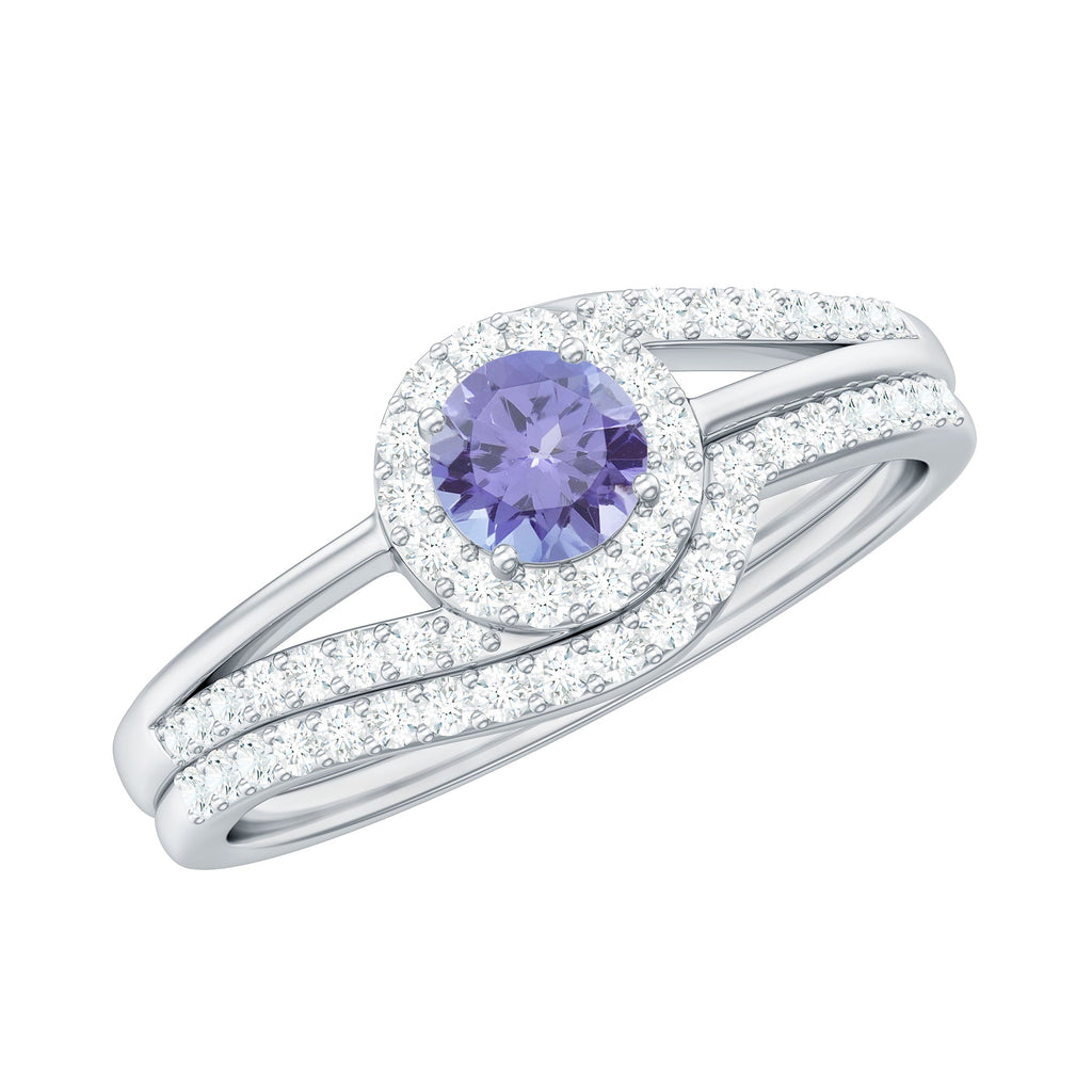 Genuine Tanzanite Engagement Ring with Diamond Enhancer