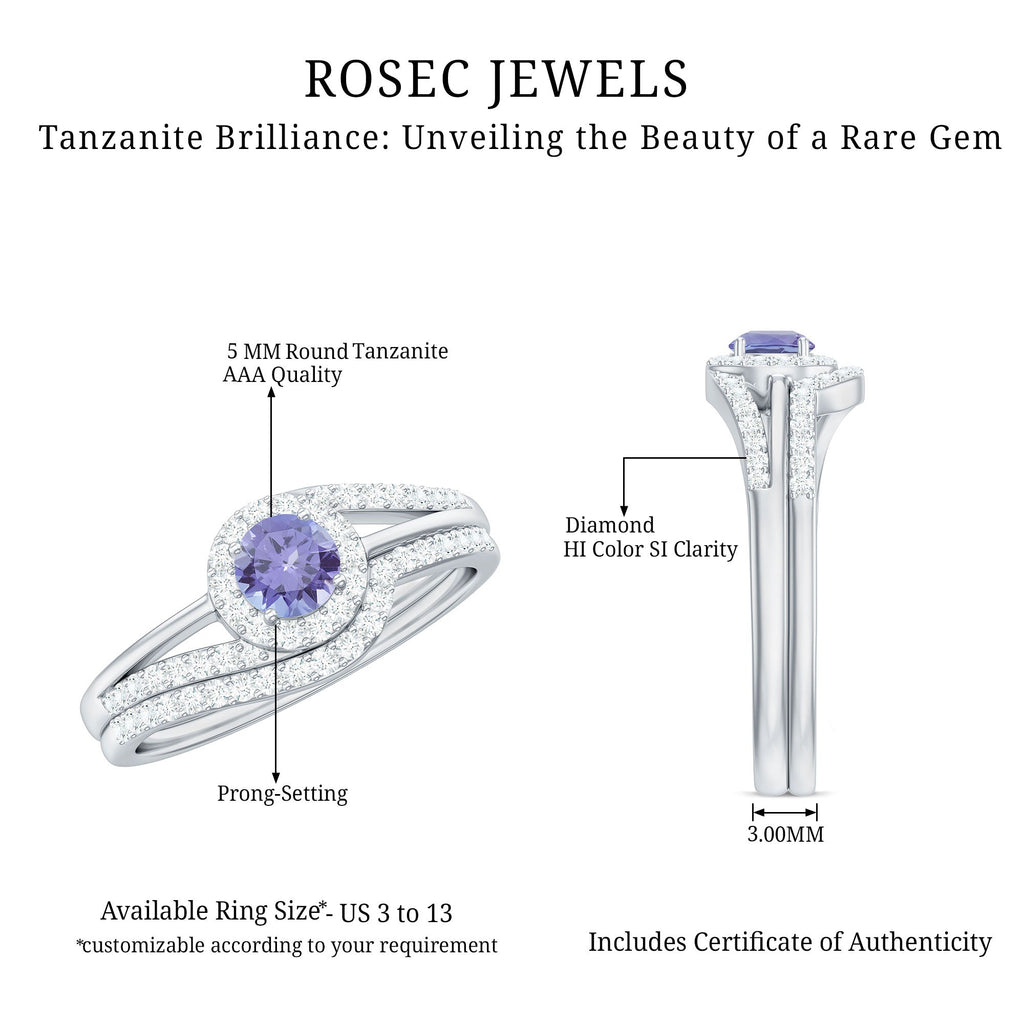 Genuine Tanzanite Engagement Ring with Diamond Enhancer