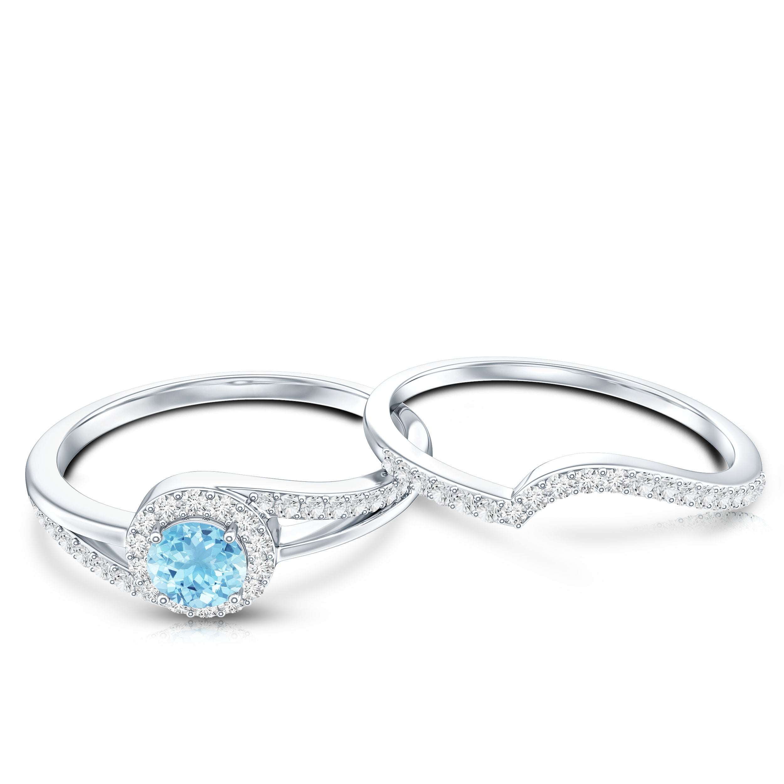 Certified Real Aquamarine Engagement Ring with Diamond Enhancer