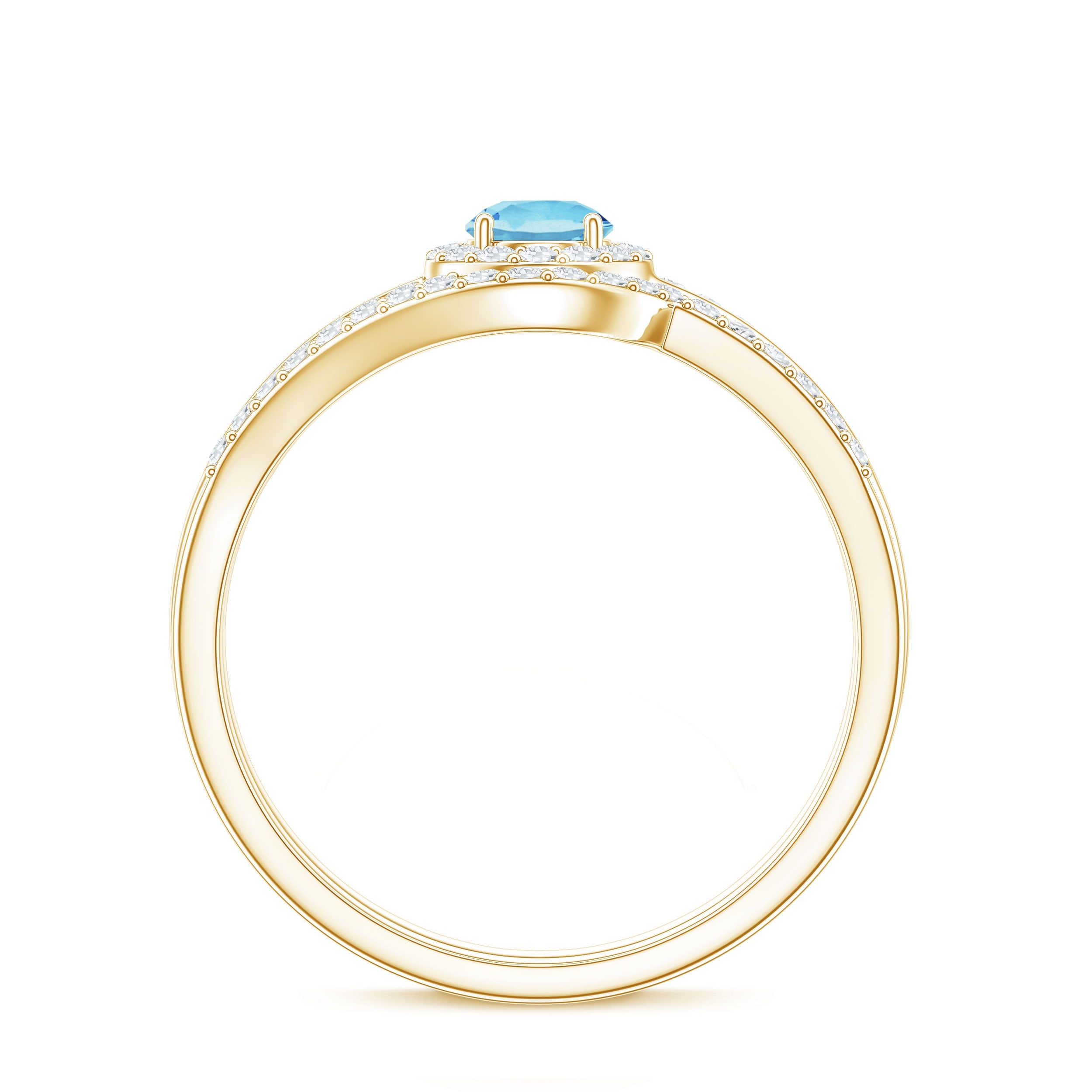 Certified Real Aquamarine Engagement Ring with Diamond Enhancer