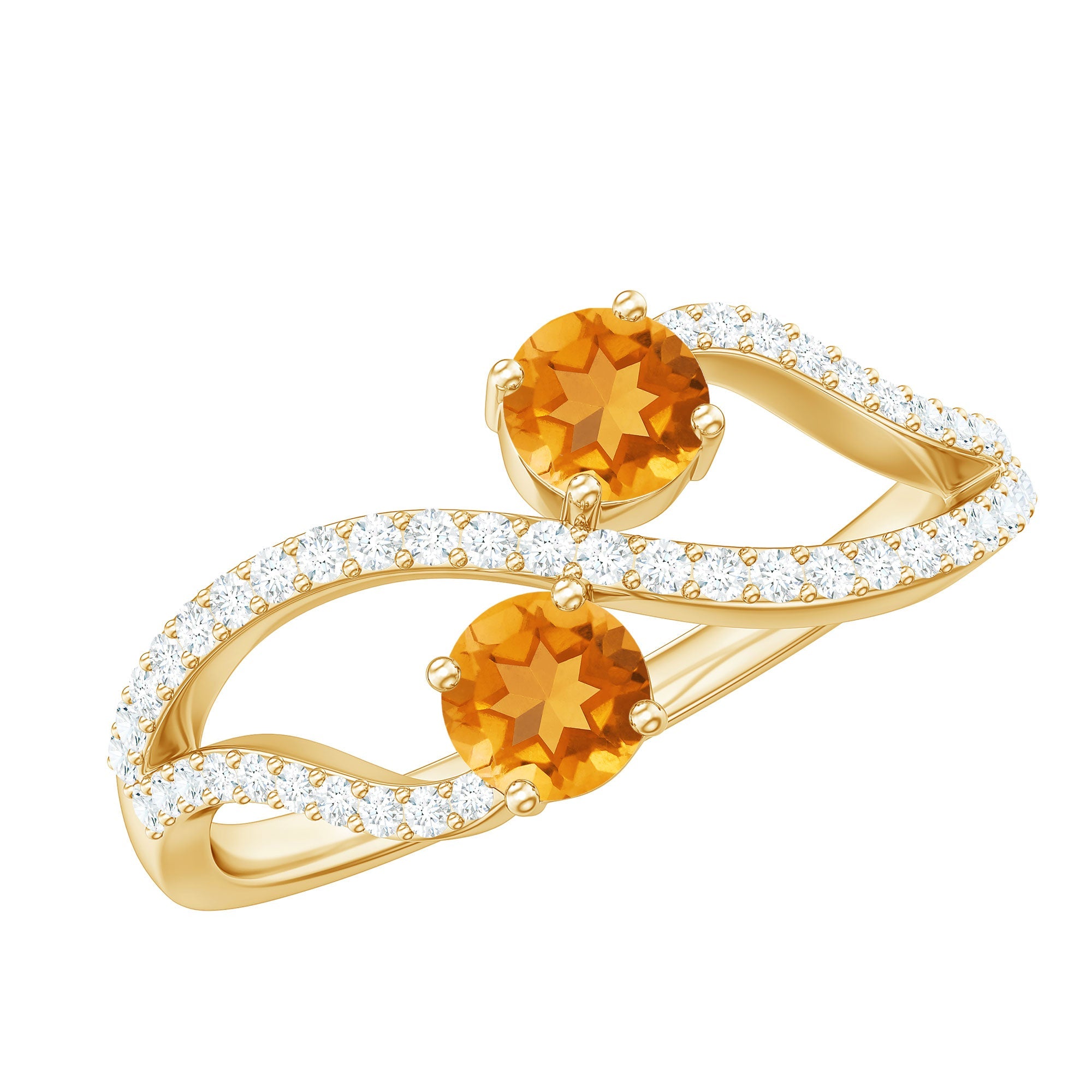 Natural Citrine Toi Et Moi Engagement Ring with Diamond | Rings | Wiccan Center