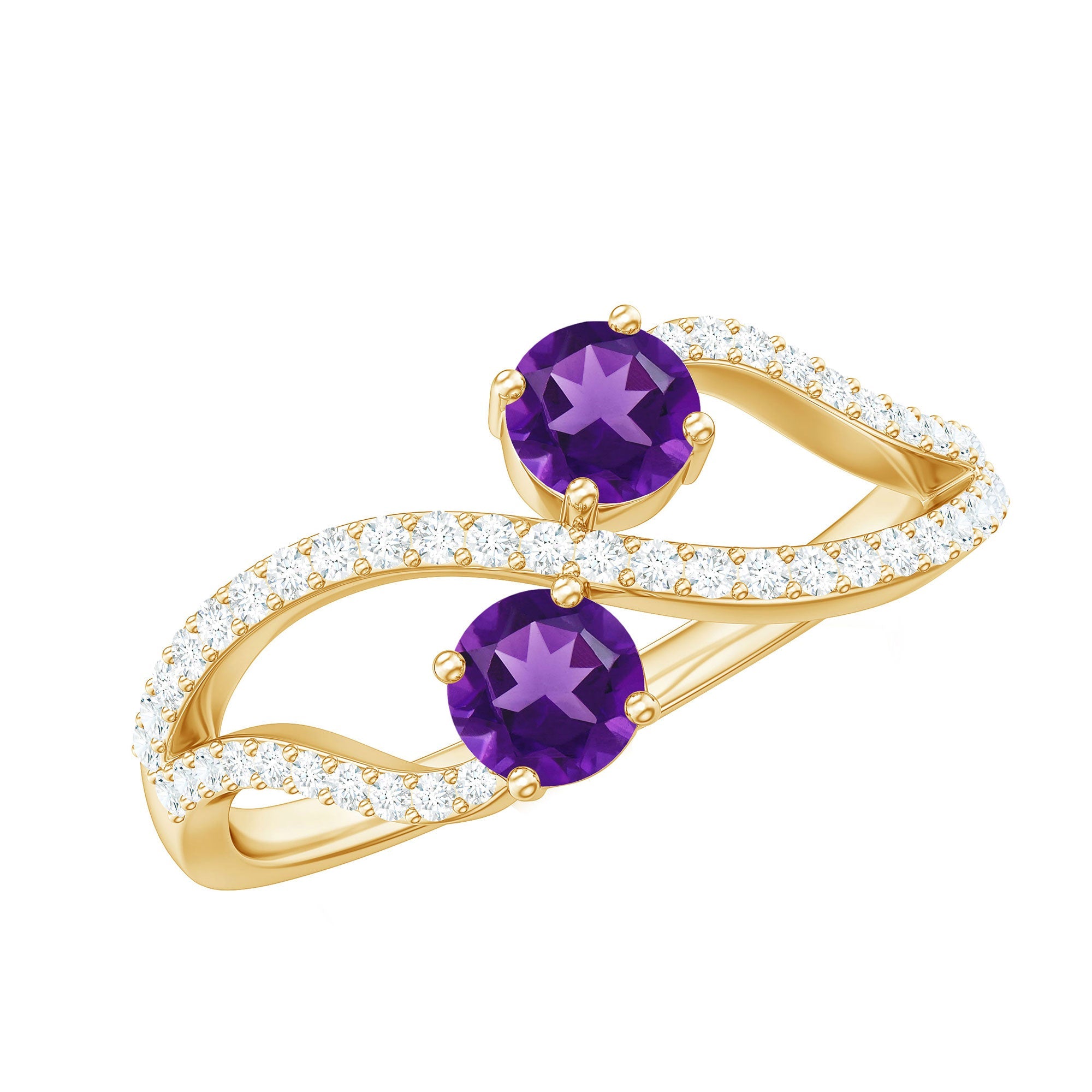 Real Amethyst Toi Et Moi Engagement Ring with Diamond | Rings | Wiccan Center