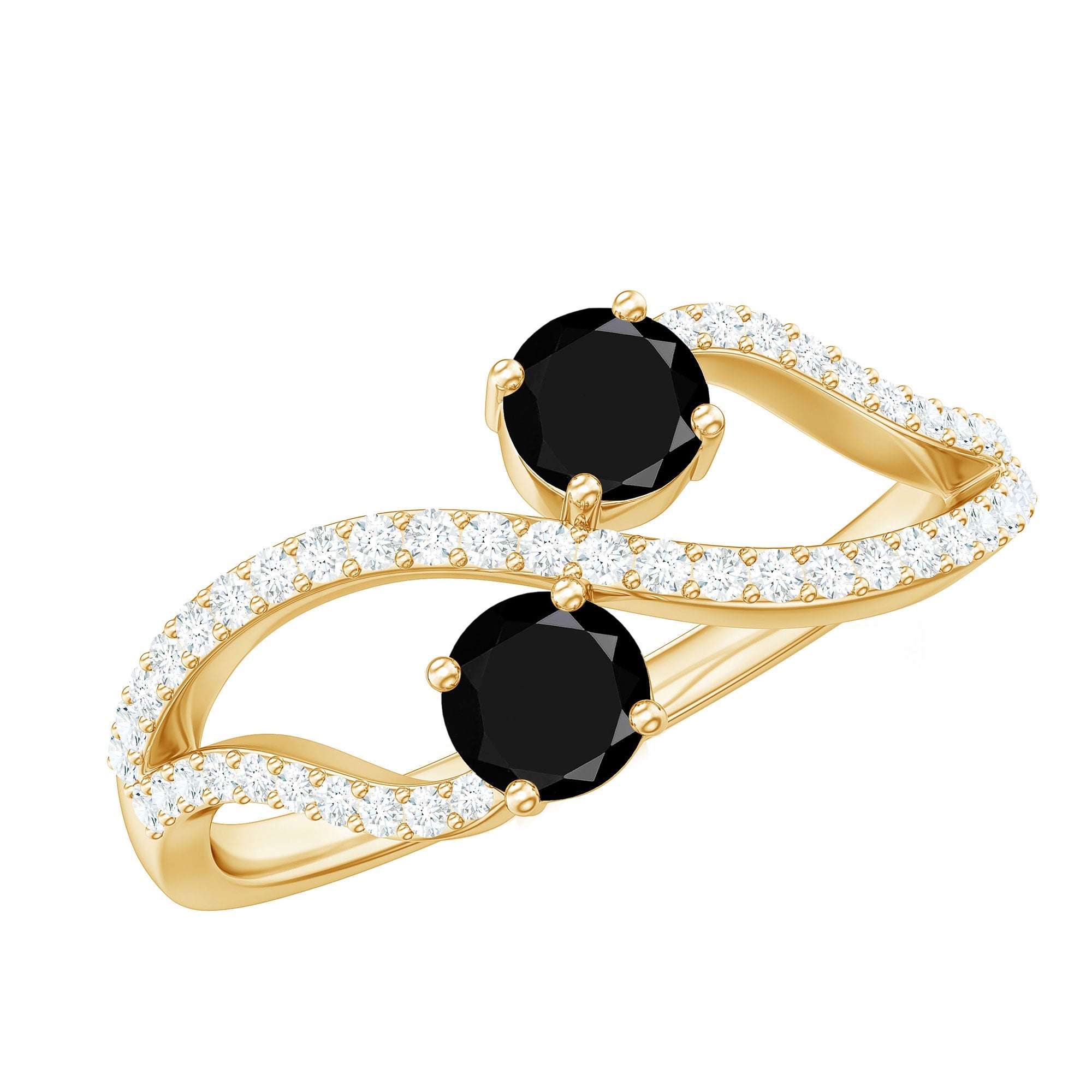 Natural Black Spinel 2 Promise Ring with Diamond | Rings | Wiccan Center