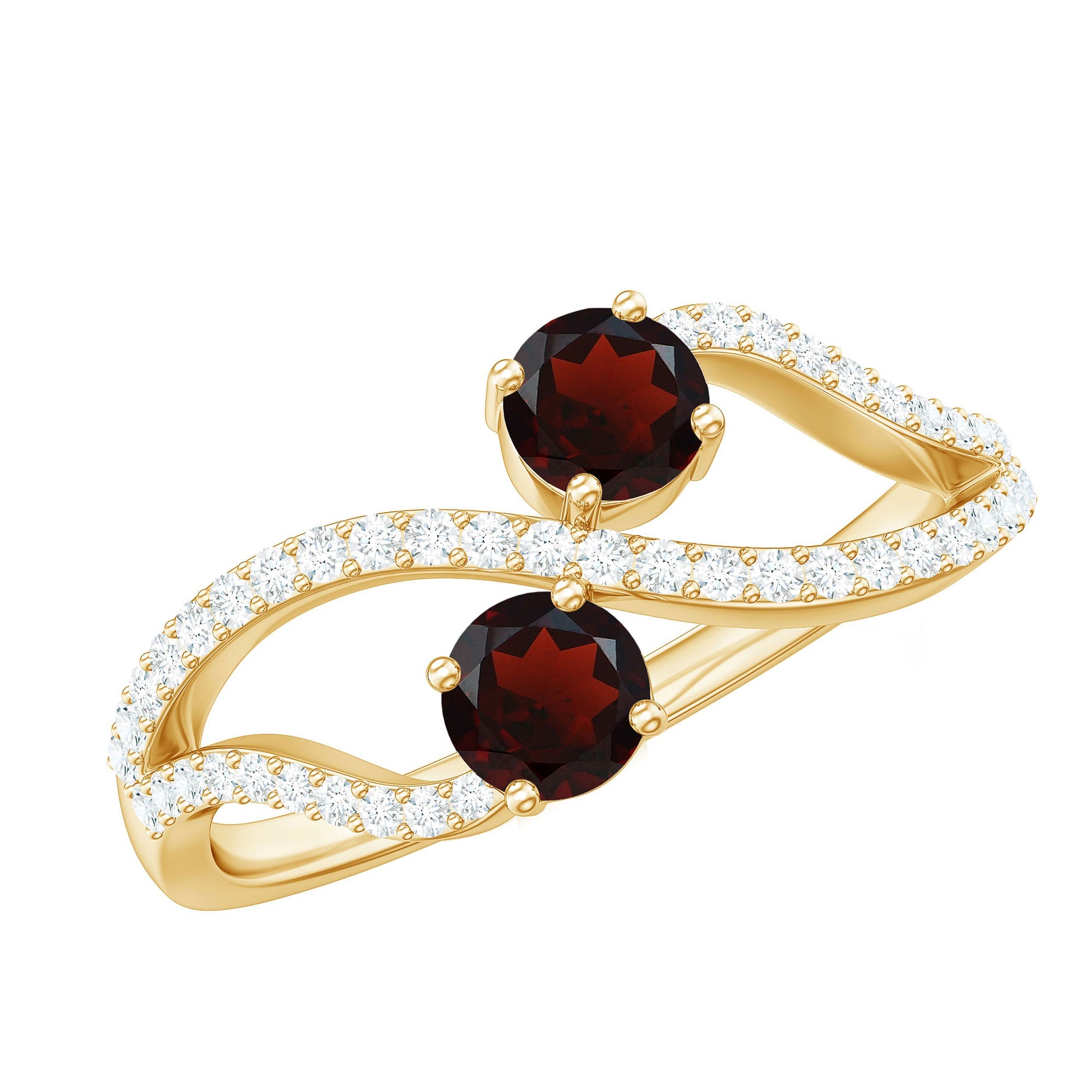 Natural Garnet 2 Stone Engagement Ring with Diamond | Rings | Wiccan Center