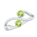 Natural Peridot Toi Et Moi Ring with Diamond Infinity Shank
