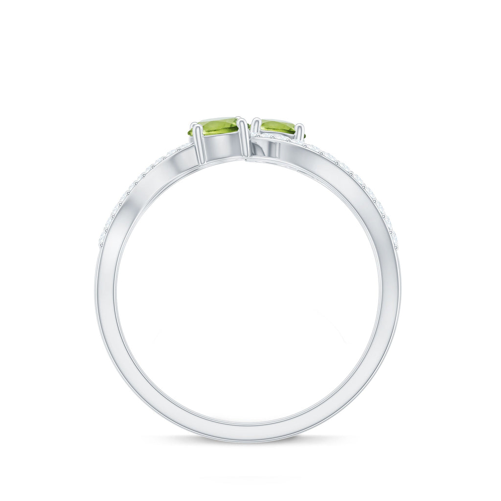 Natural Peridot Toi Et Moi Ring with Diamond Infinity Shank