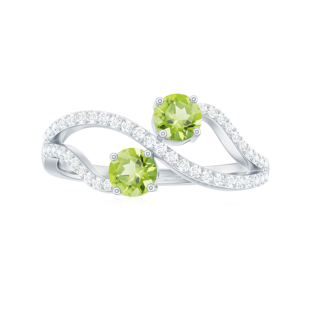 Natural Peridot Toi Et Moi Ring with Diamond Infinity Shank