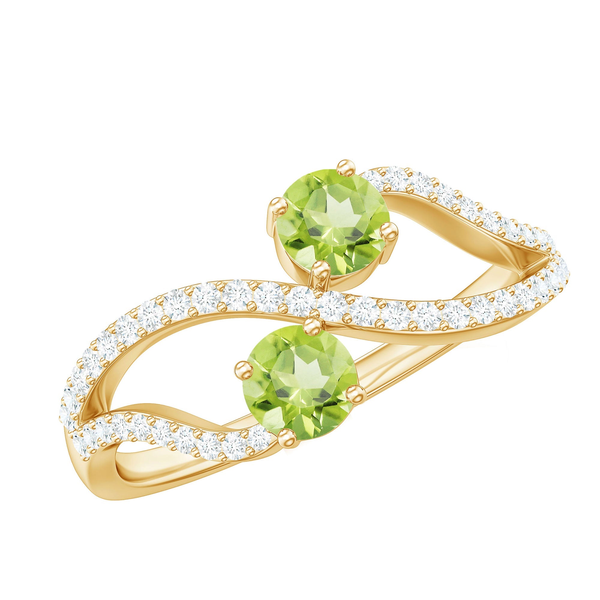 Natural Peridot Toi Et Moi Ring with Diamond Infinity Shank | Rings | Wiccan Center