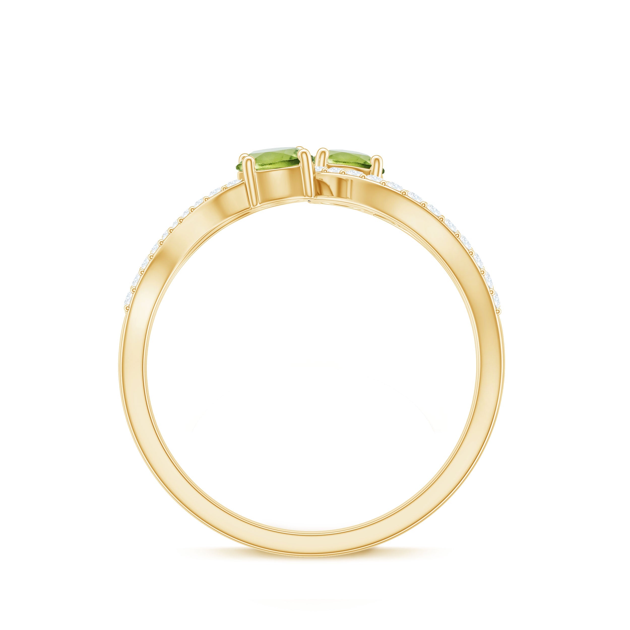 Natural Peridot Toi Et Moi Ring with Diamond Infinity Shank