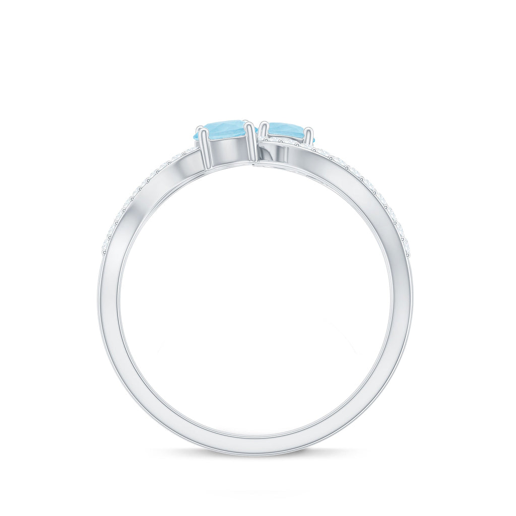 2 Stone Aquamarine and Diamond Infinity Promise Ring for Women