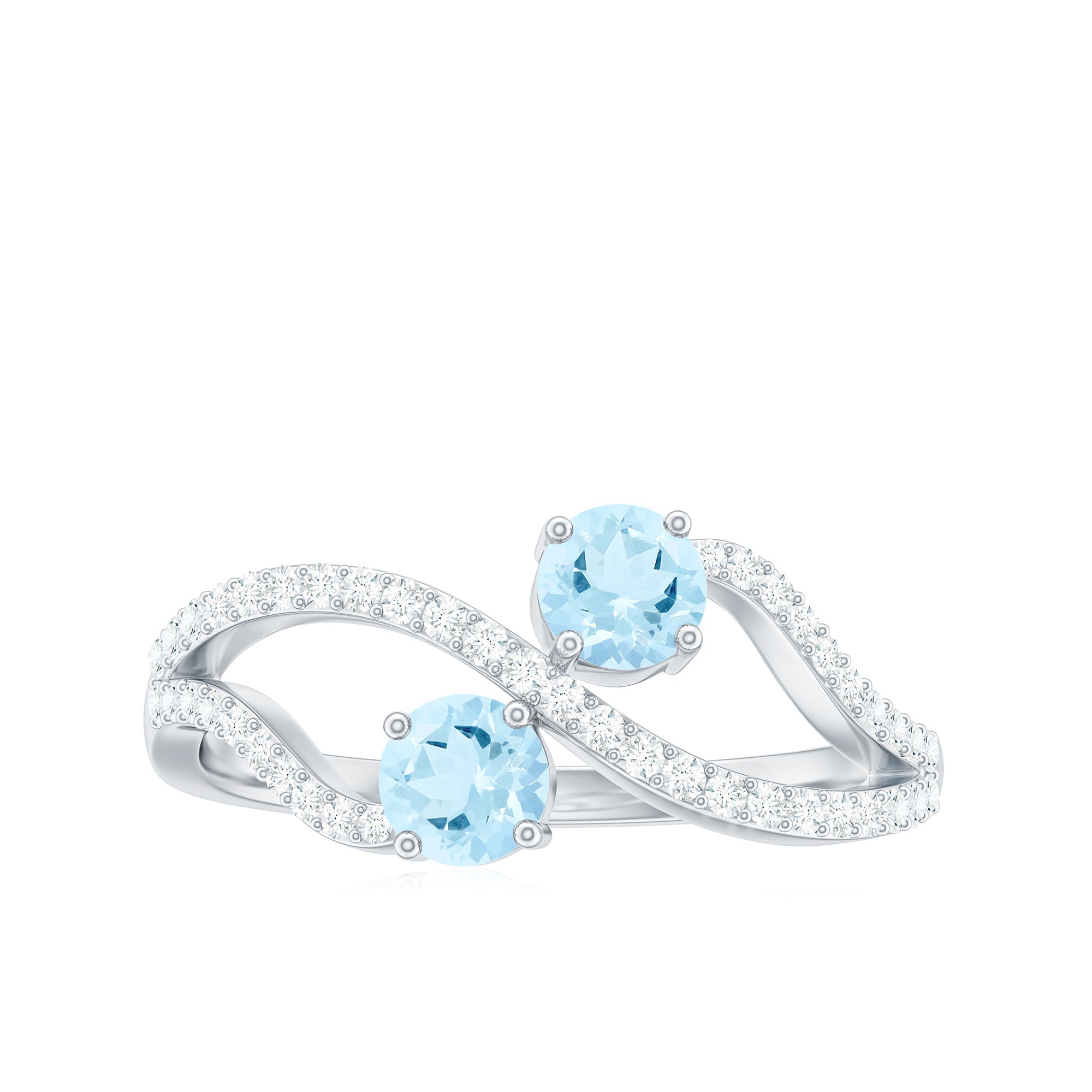 2 Stone Aquamarine and Diamond Infinity Promise Ring for Women
