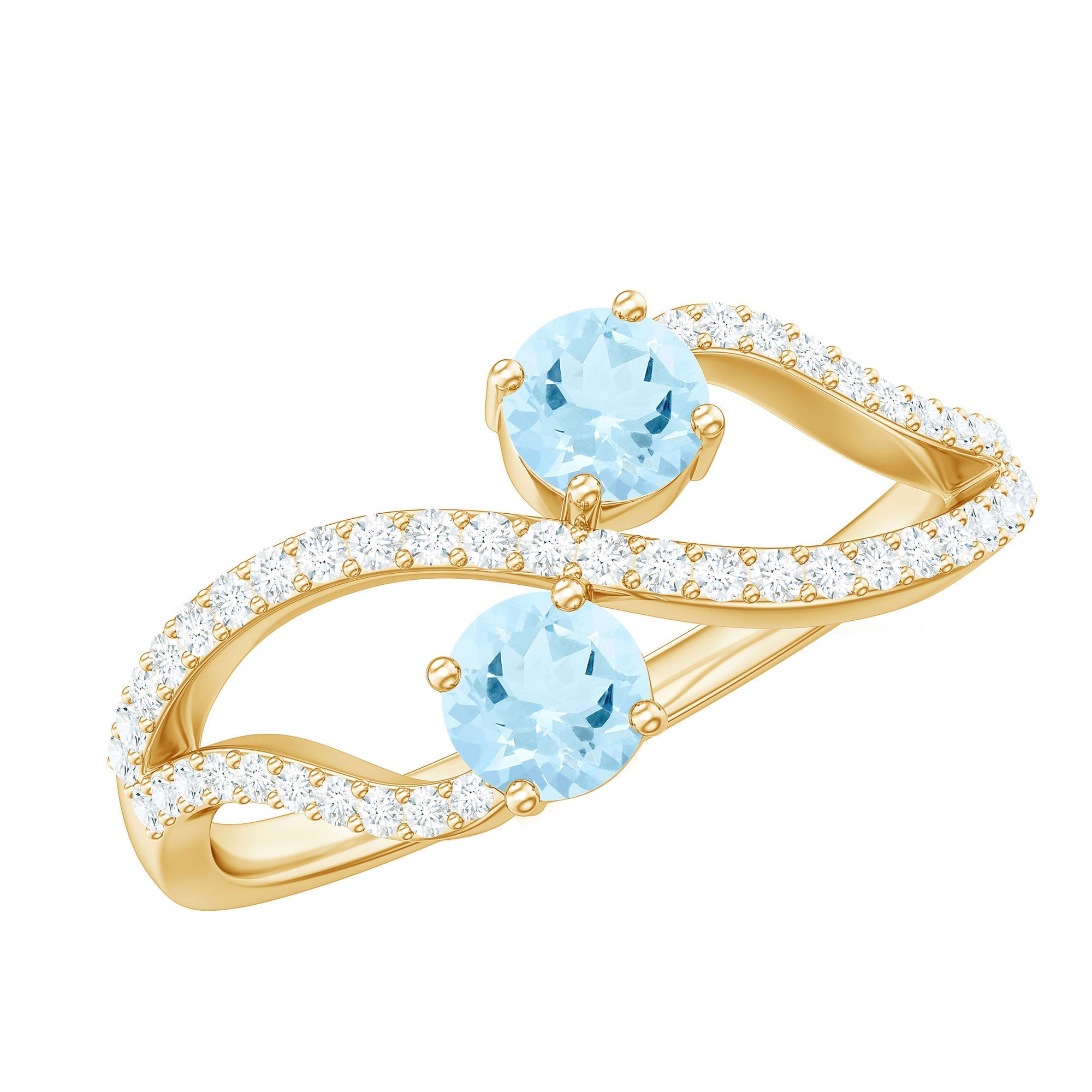 2 Stone Aquamarine and Diamond Infinity Promise Ring for Women | Rings | Wiccan Center