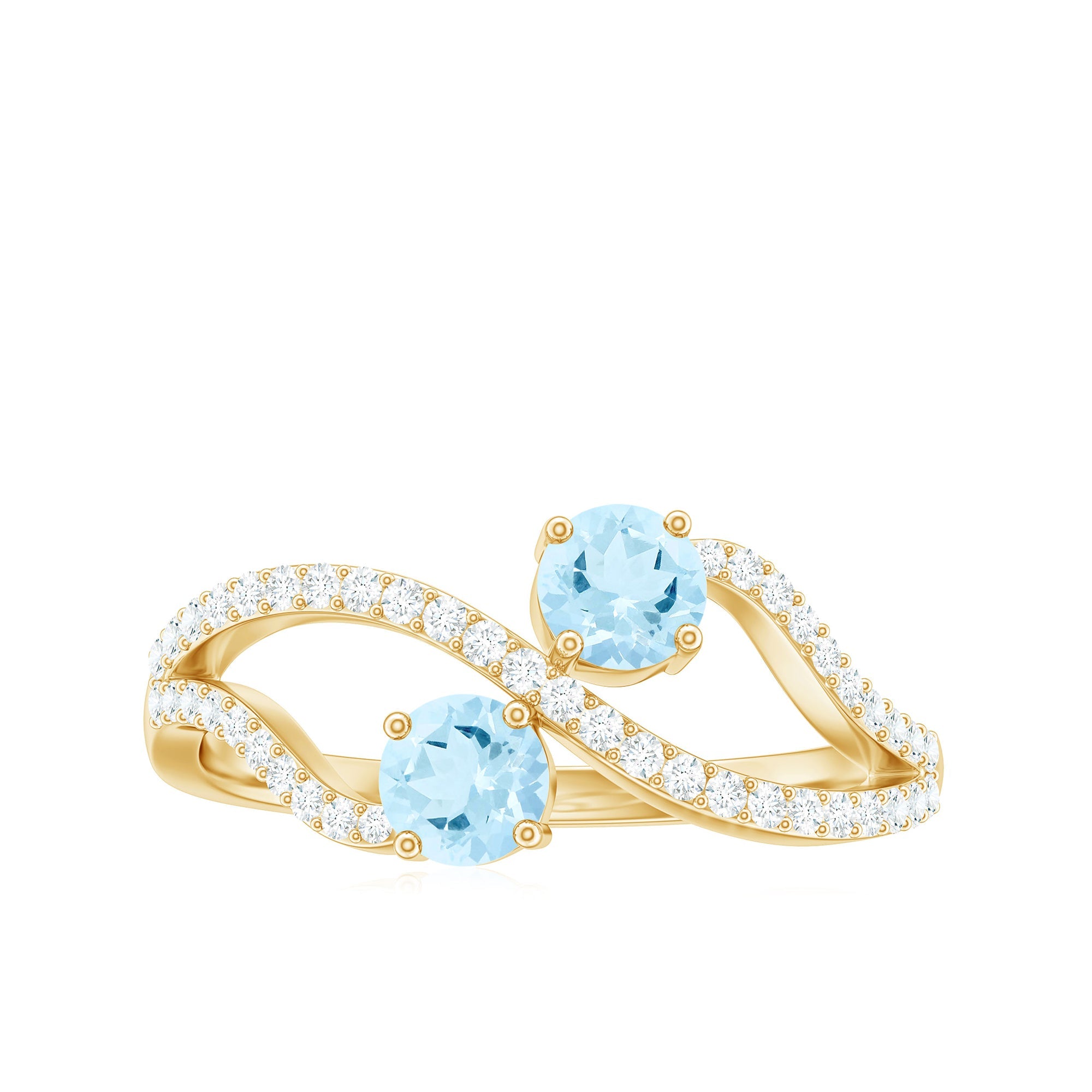 2 Stone Aquamarine and Diamond Infinity Promise Ring for Women
