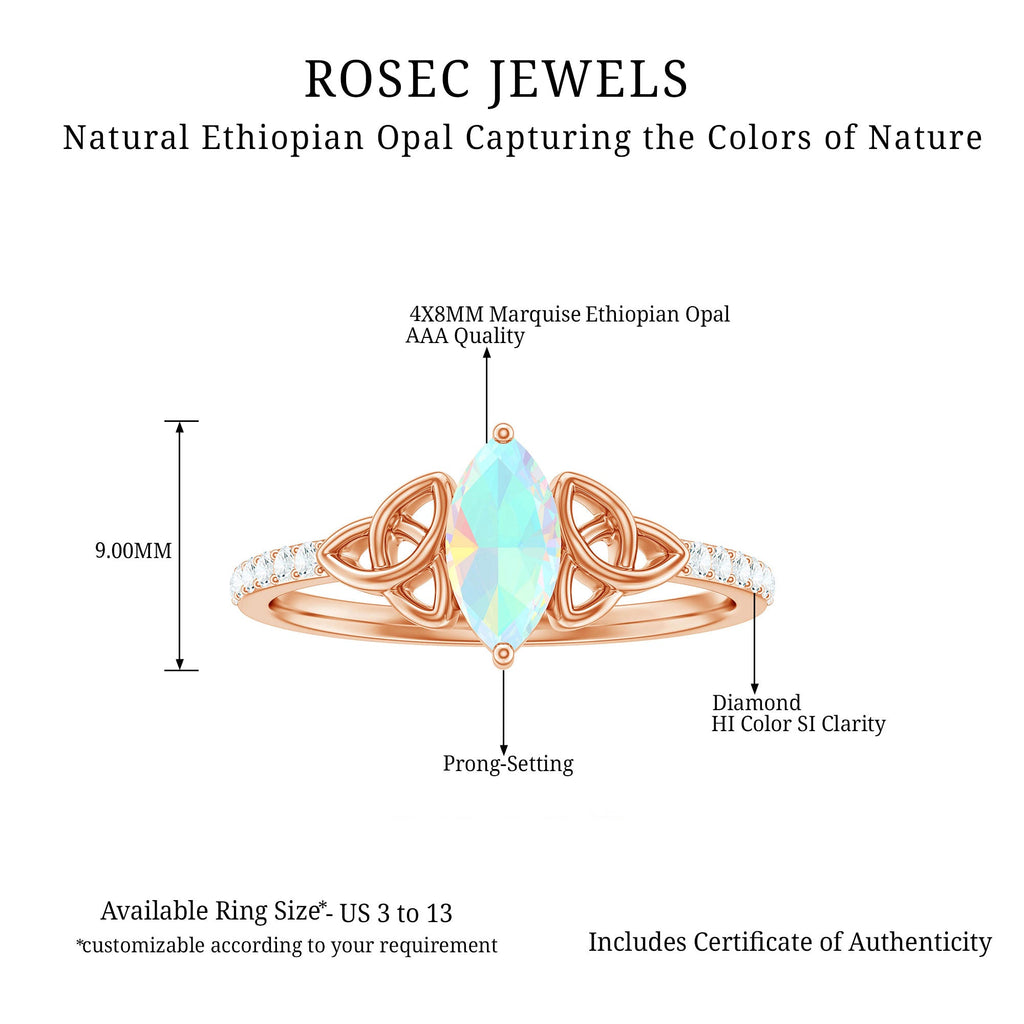 Natural Ethiopian Opal Diamond Engagement Ring with Celtic Knot