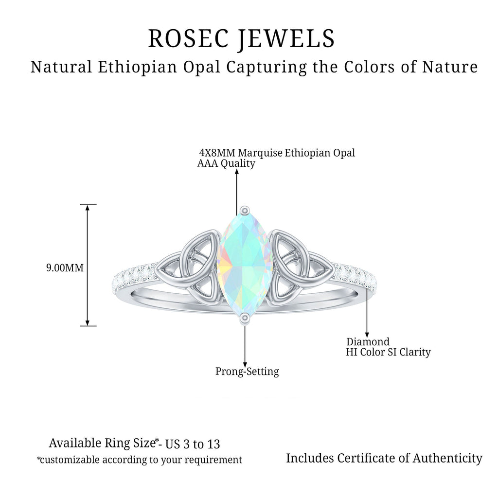 Natural Ethiopian Opal Diamond Engagement Ring with Celtic Knot