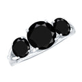 Natural 1.5 Carat Black Spinel 3 Stone Engagement Ring for Women