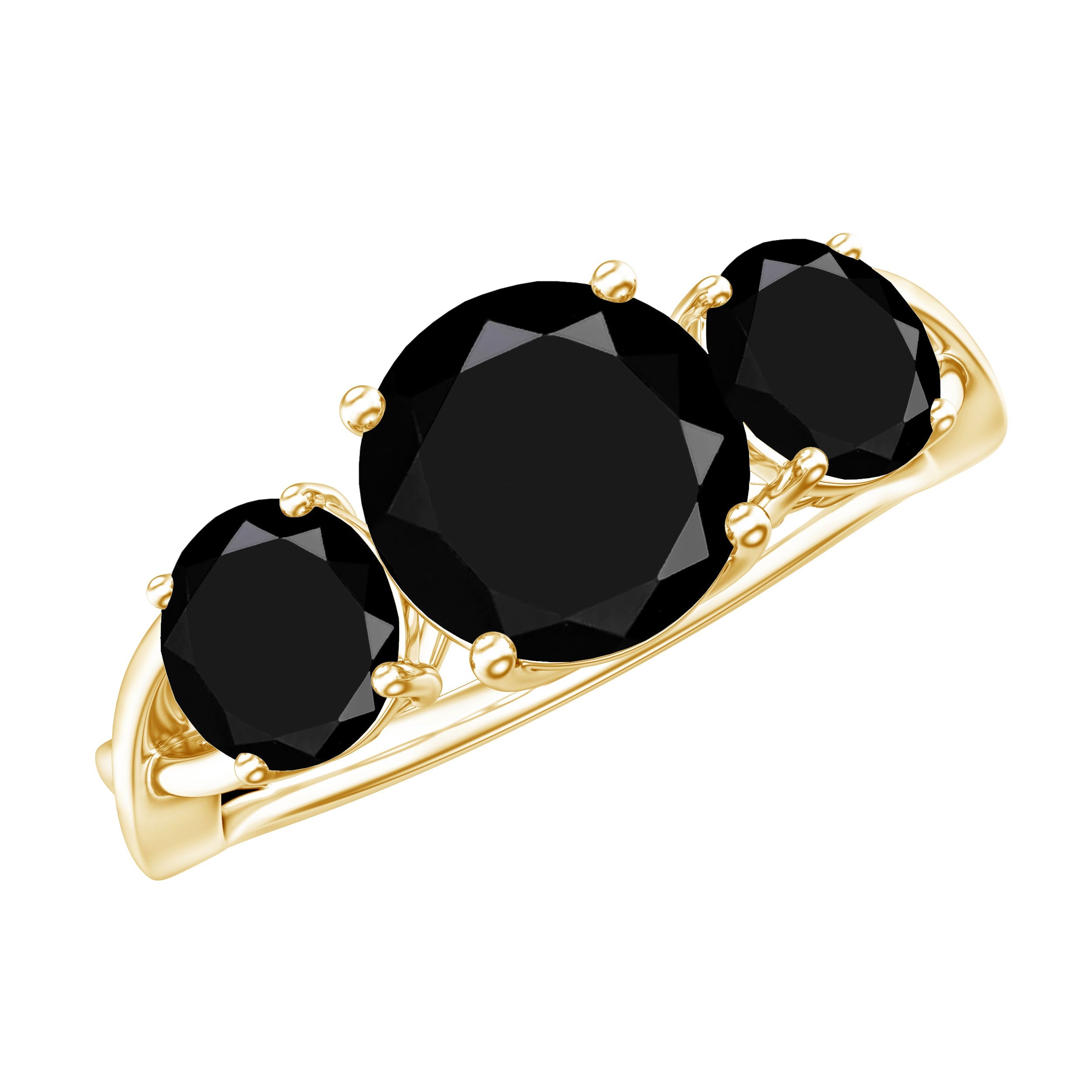 Natural 1.5 Carat Black Spinel 3 Stone Engagement Ring for Women | Rings | Wiccan Center