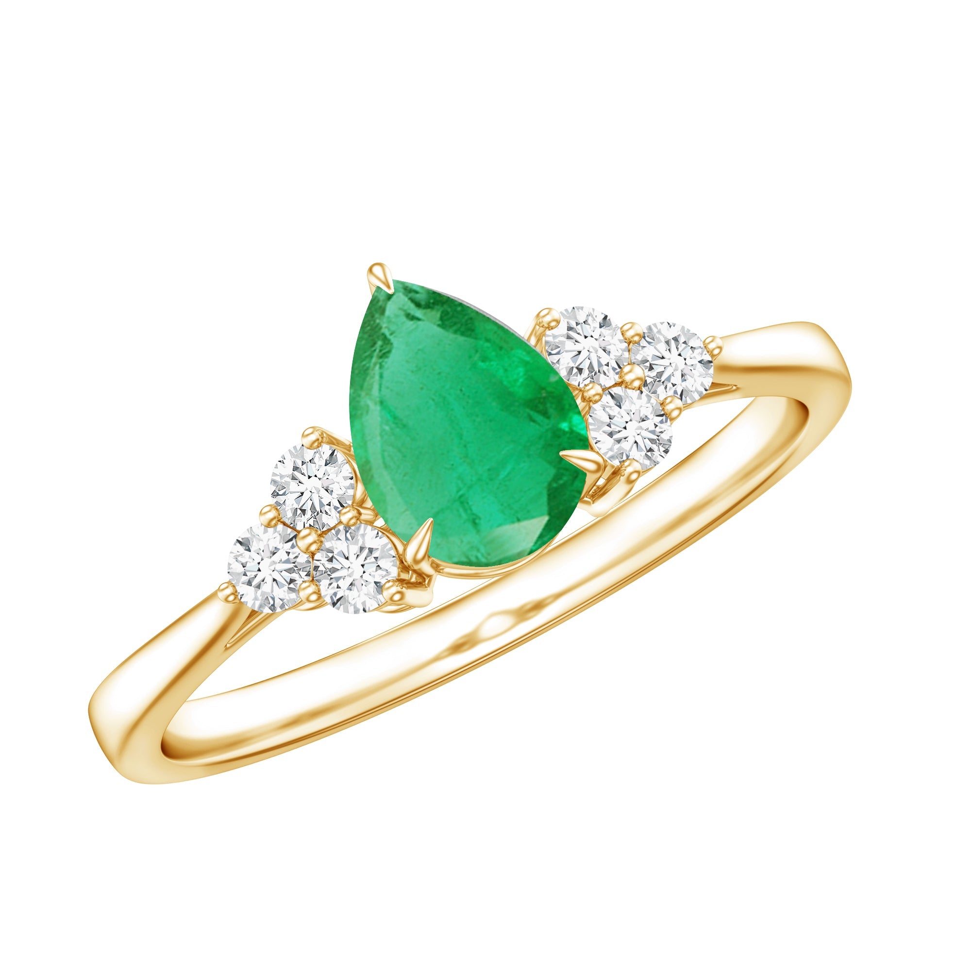 0.6 Carat AAA Quality Pear Shape Emerald Teardrop Engagement Ring with Diamond | Rings | Wiccan Center