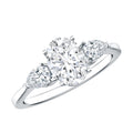 Oval and Pear Cut Moissanite Three Stone Engagement Ring
