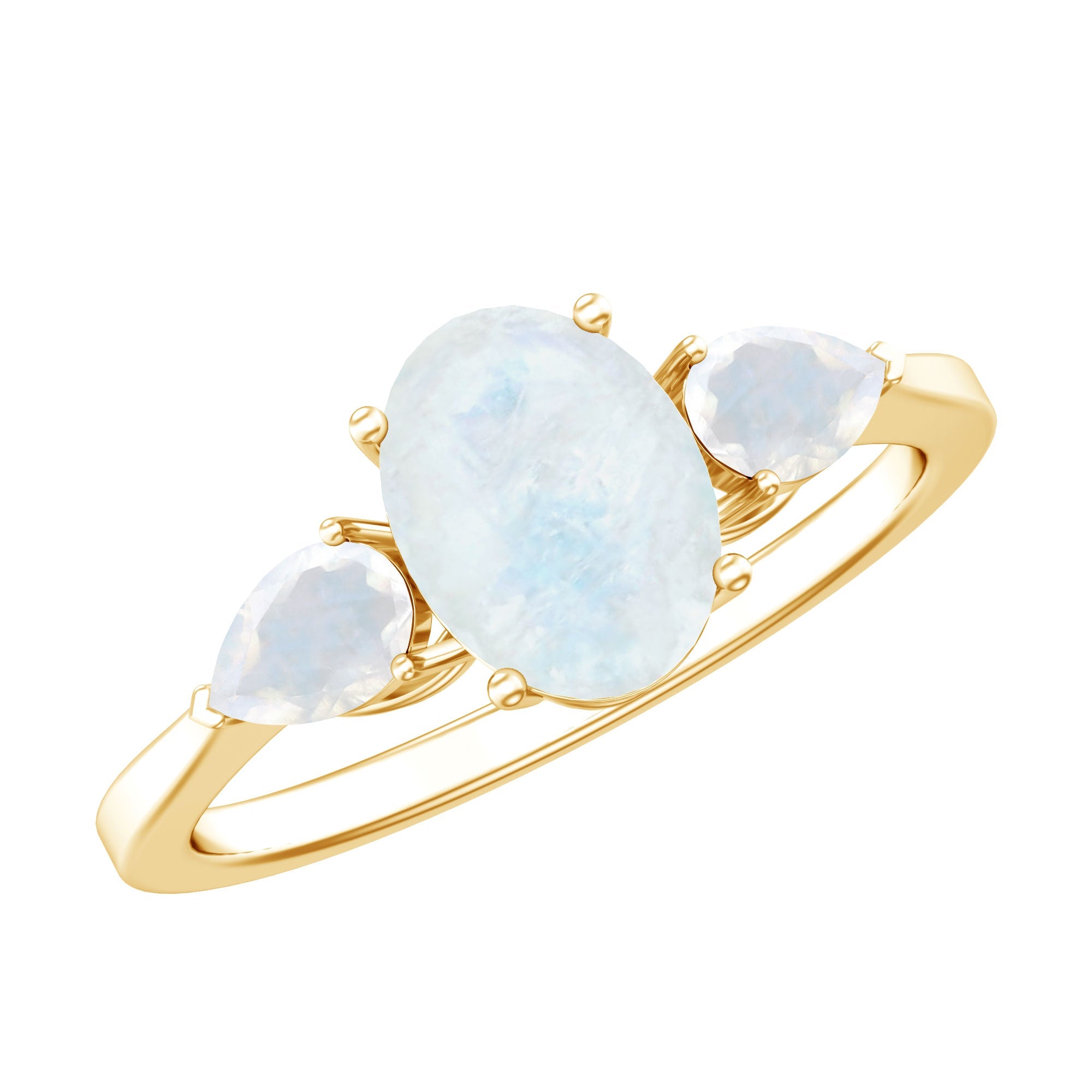 Natural Moonstone Three Stone Engagement Ring | Rings | Wiccan Center