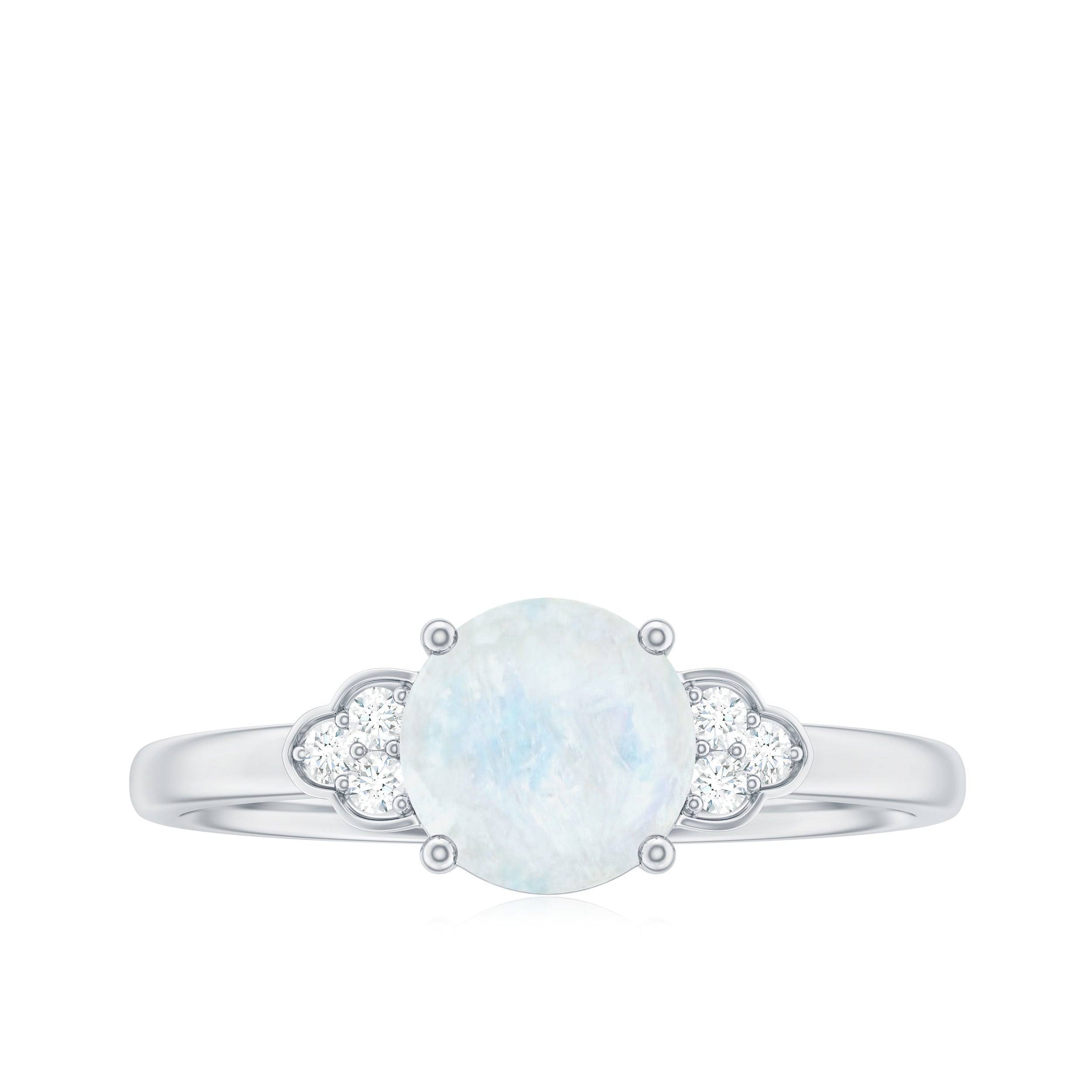 0.8 Carat Moonstone Solitaire Engagement Ring with Diamond Trio
