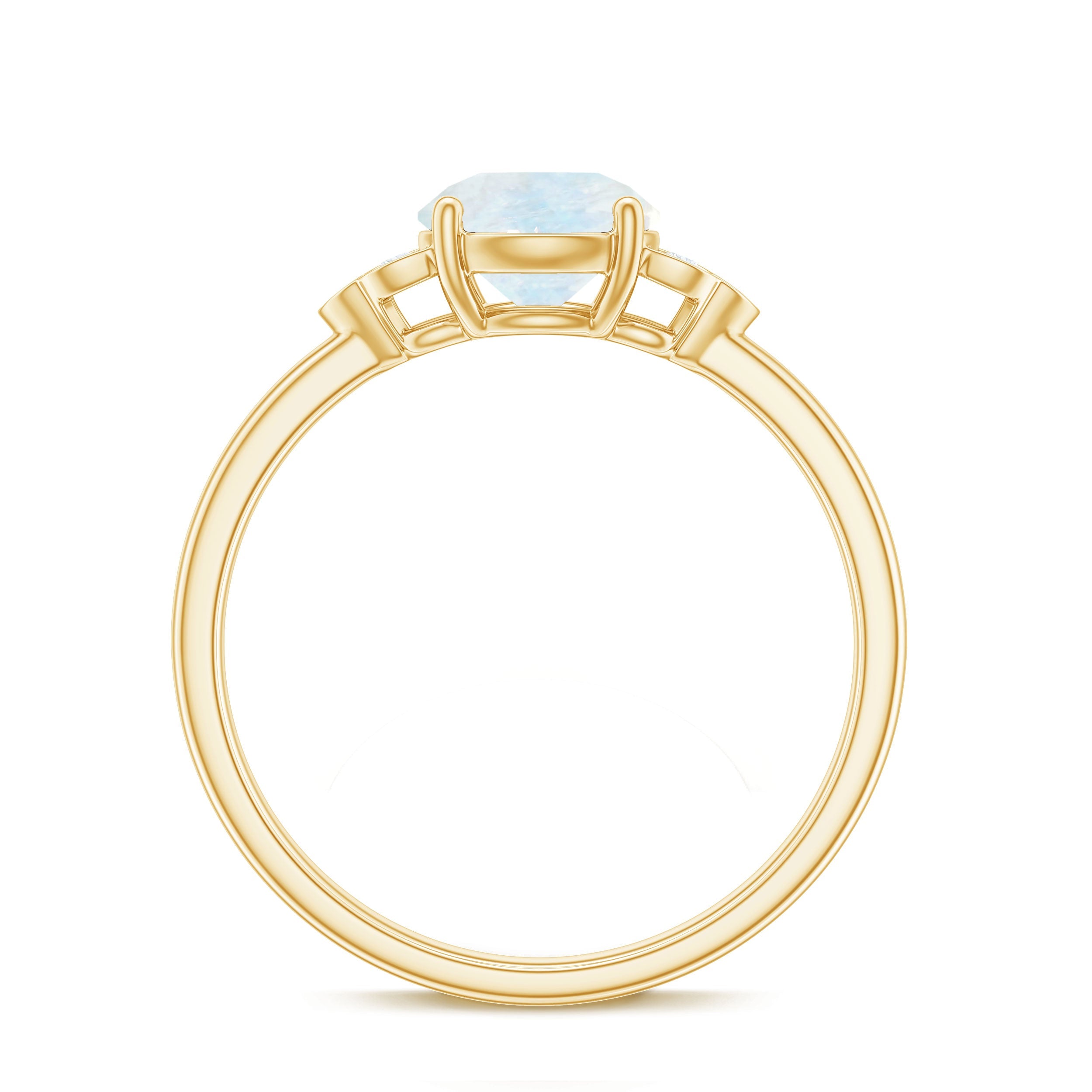 0.8 Carat Moonstone Solitaire Engagement Ring with Diamond Trio