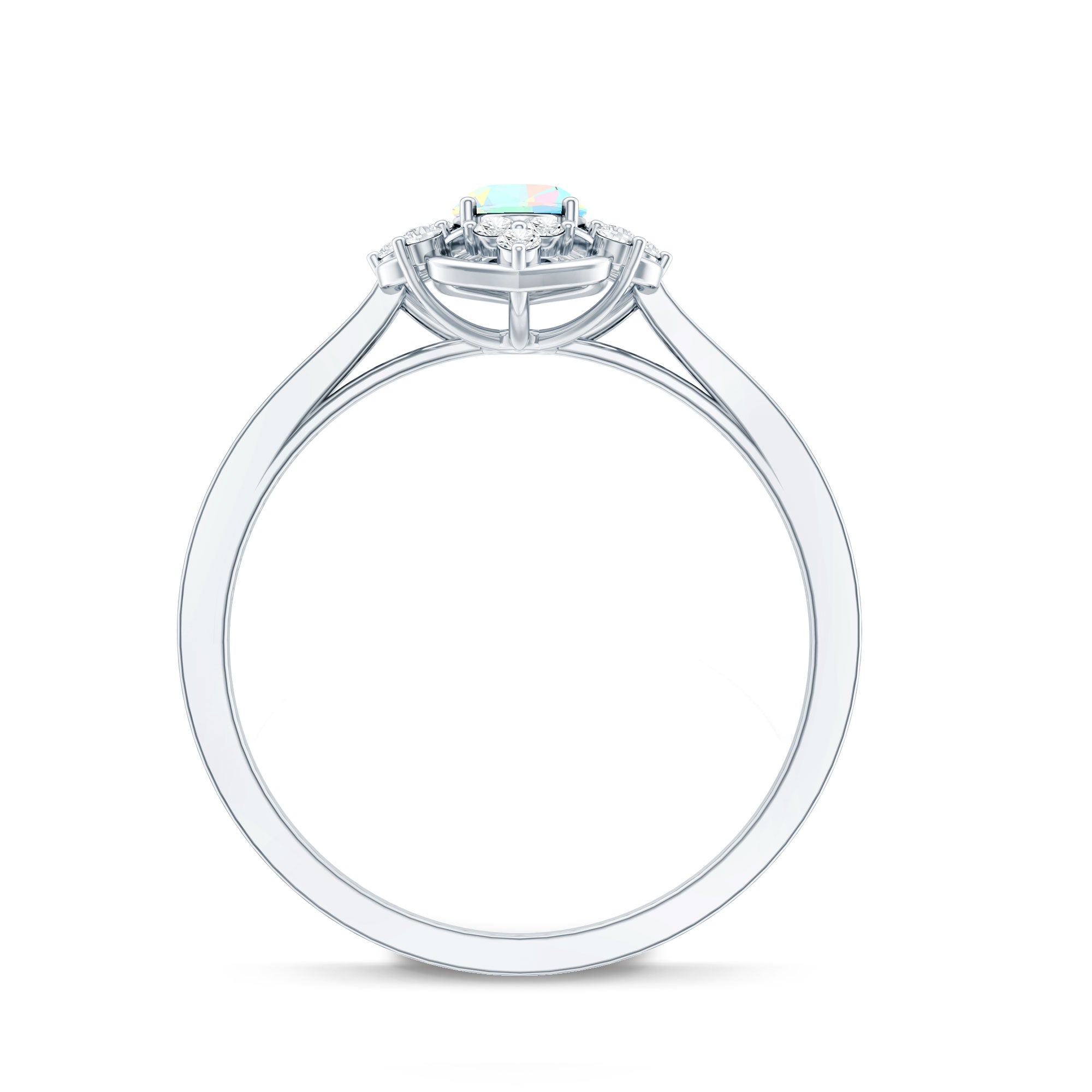 Natural Oval Ethiopian Rainbow Opal Vintage Looking Engagement Ring with Diamond