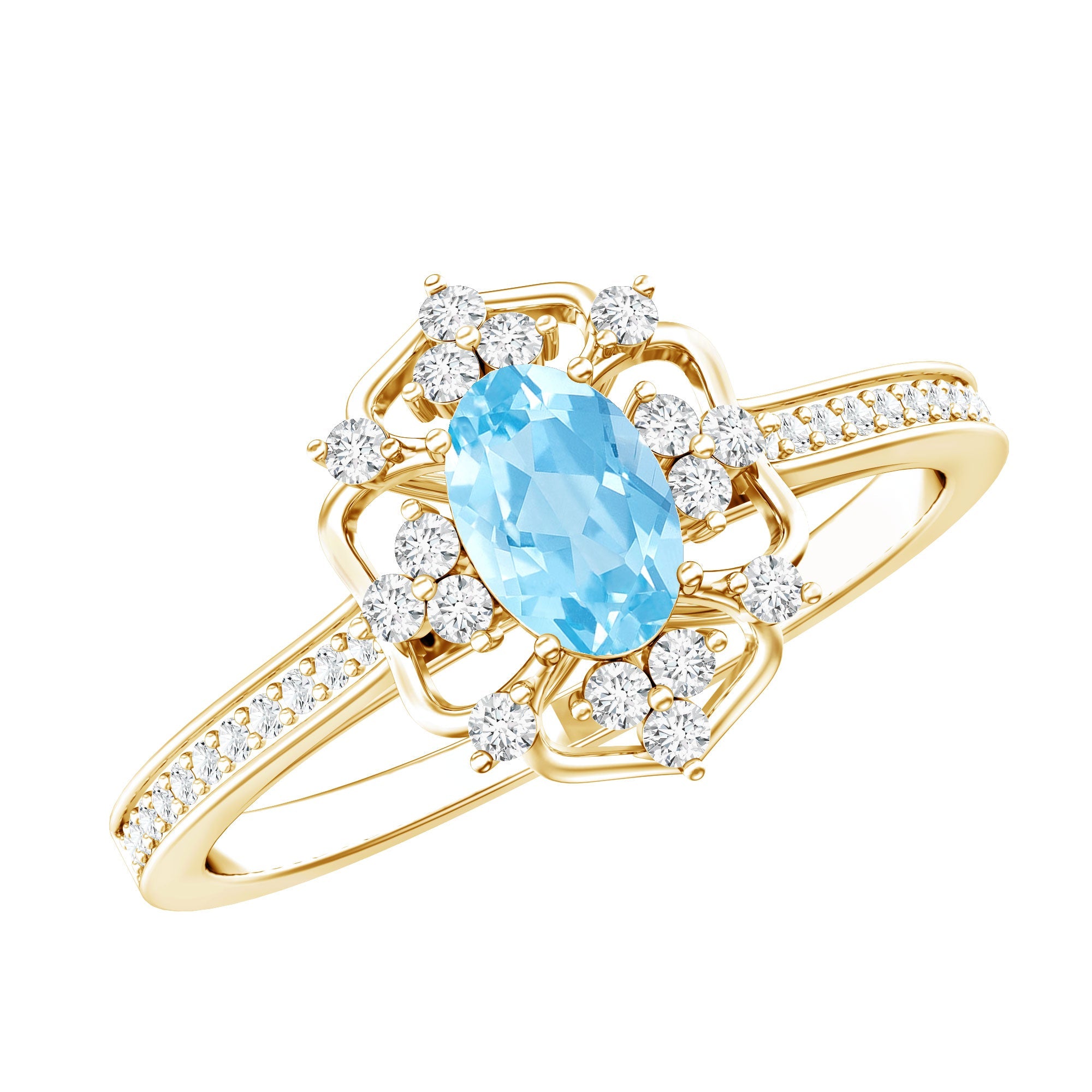Real Vintage Aquamarine and Diamond Engagement Ring with Certificate | Rings | Wiccan Center