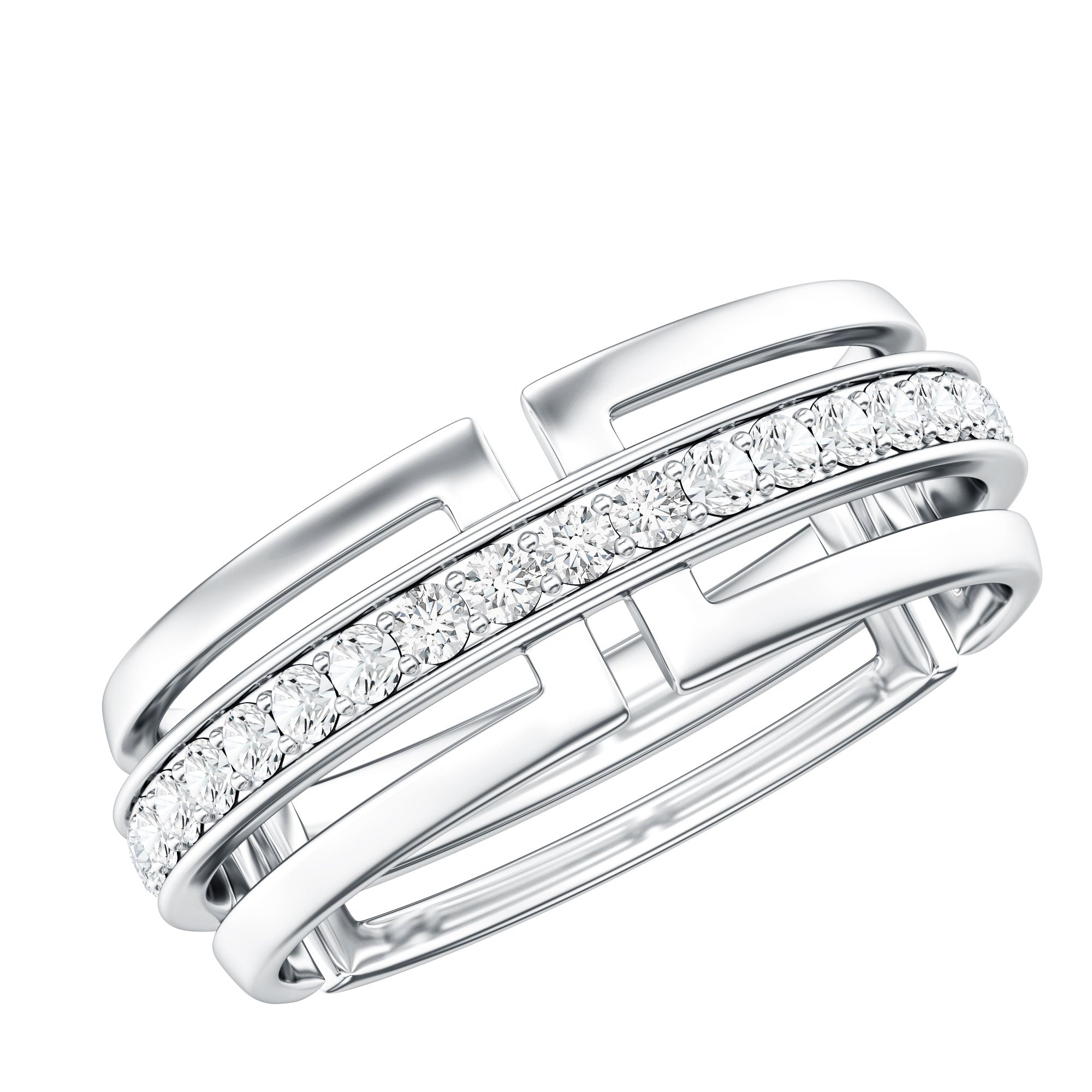 Moissanite Wedding Band in Pinpoint Setting