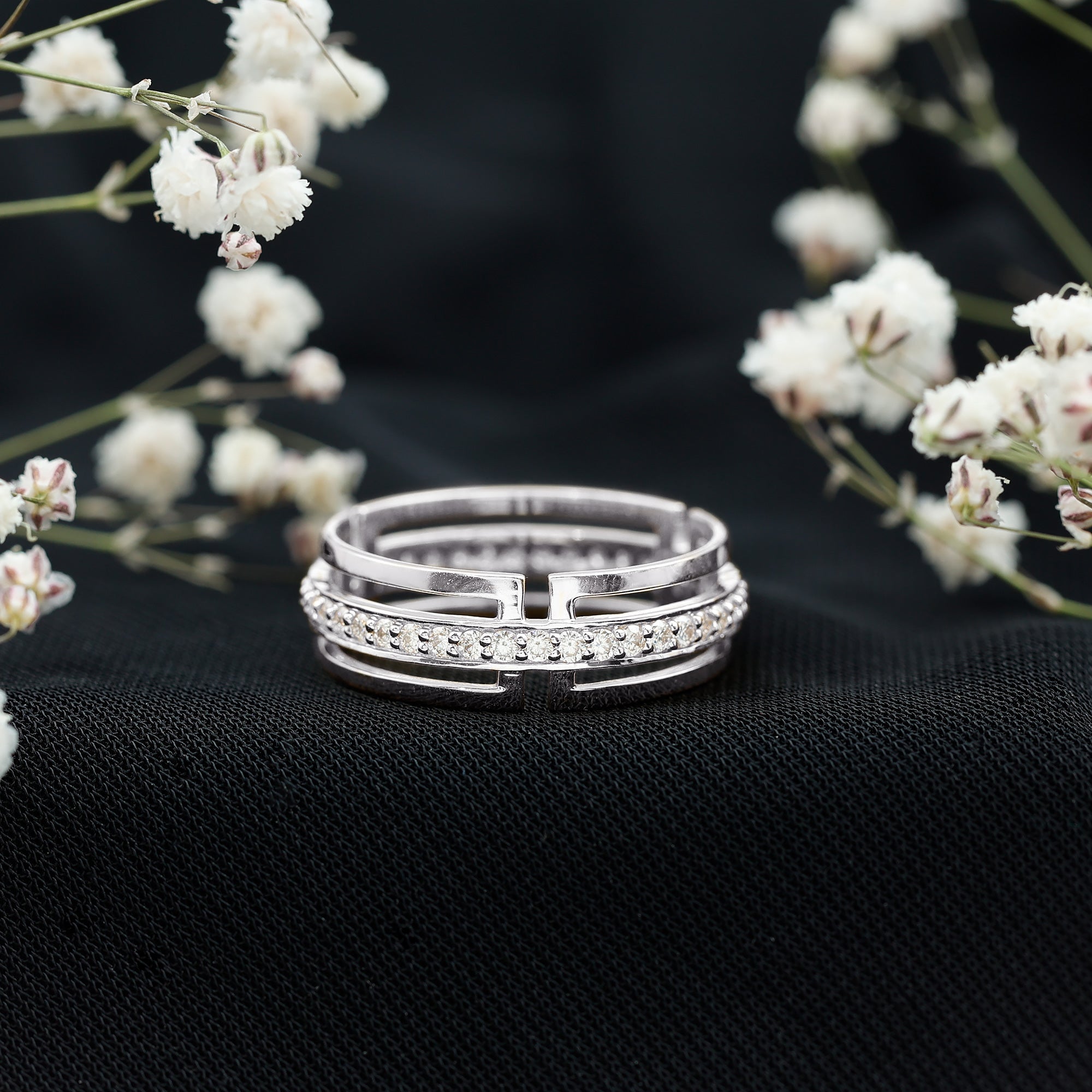 Moissanite Wedding Band in Pinpoint Setting