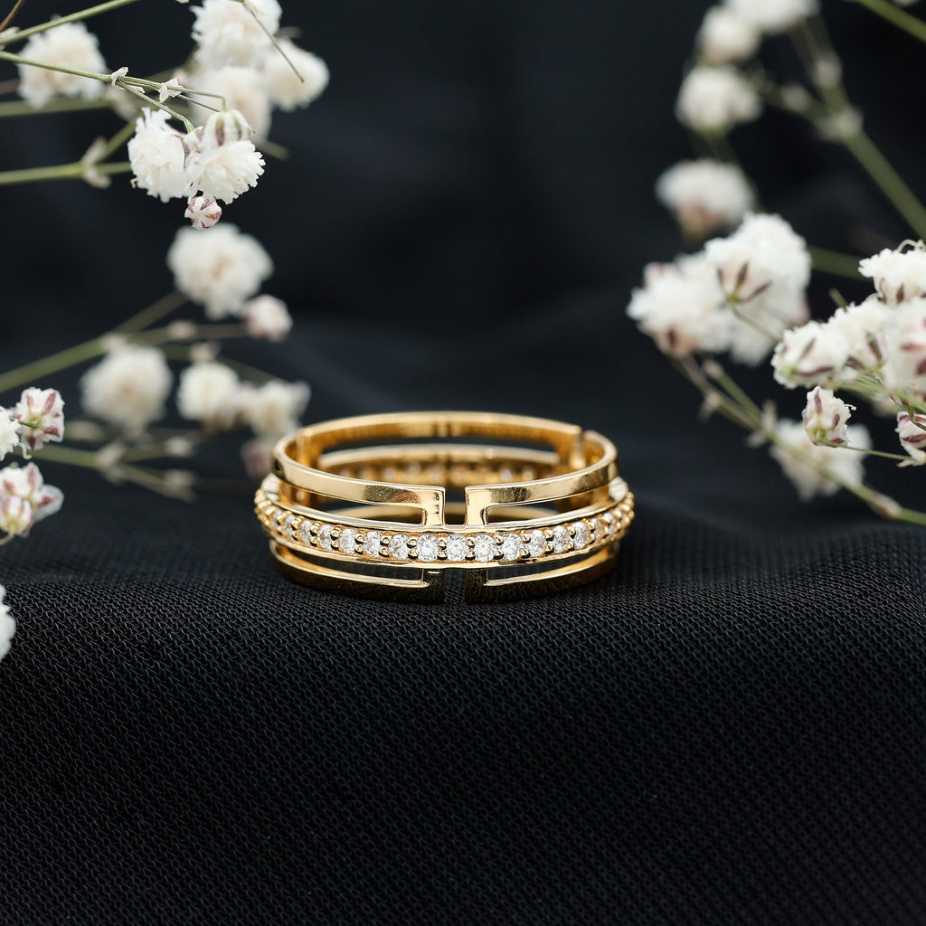 Moissanite Wedding Band in Pinpoint Setting