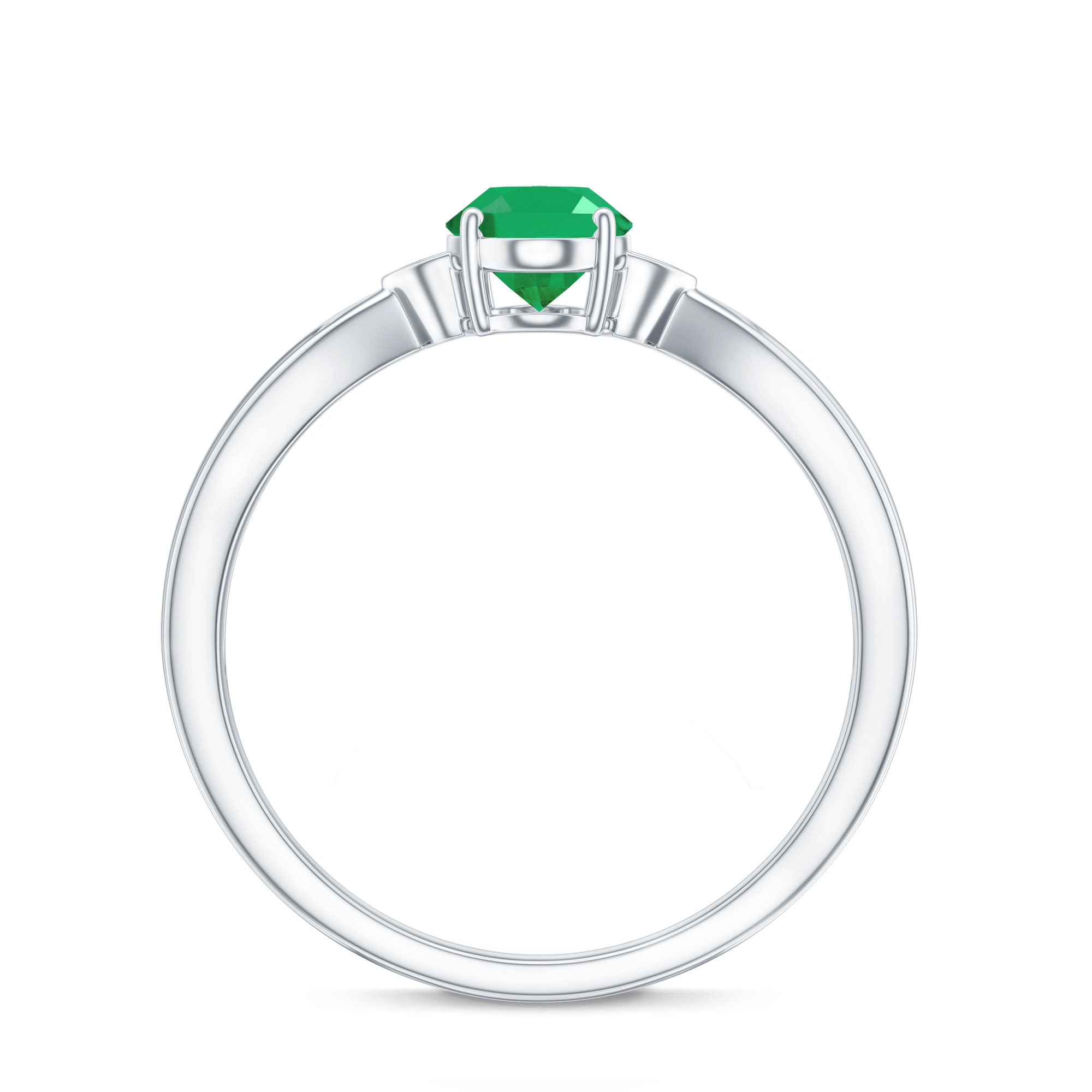 0.7 Carat Oval Cut Emerald Vintage Engagement Ring with Diamond