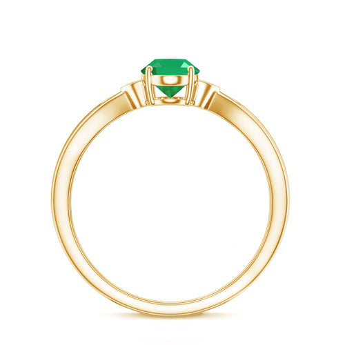 0.7 Carat Oval Cut Emerald Vintage Engagement Ring with Diamond | Rings | Wiccan Center