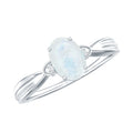 0.6 Carat Oval Cut Moonstone Solitaire Ring with Diamond